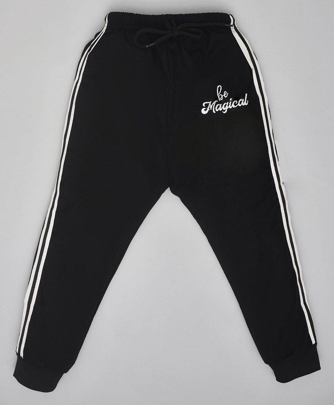 hrit Kiwi Cotton Knit Full Length Lounge Pant with Side Tape - Black-picture-23