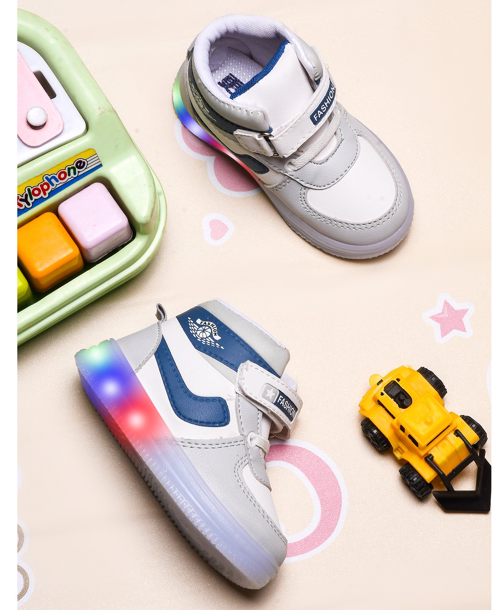 KATS Colour Blocked LED Velcro Closure Sneakers - Grey-picture-14