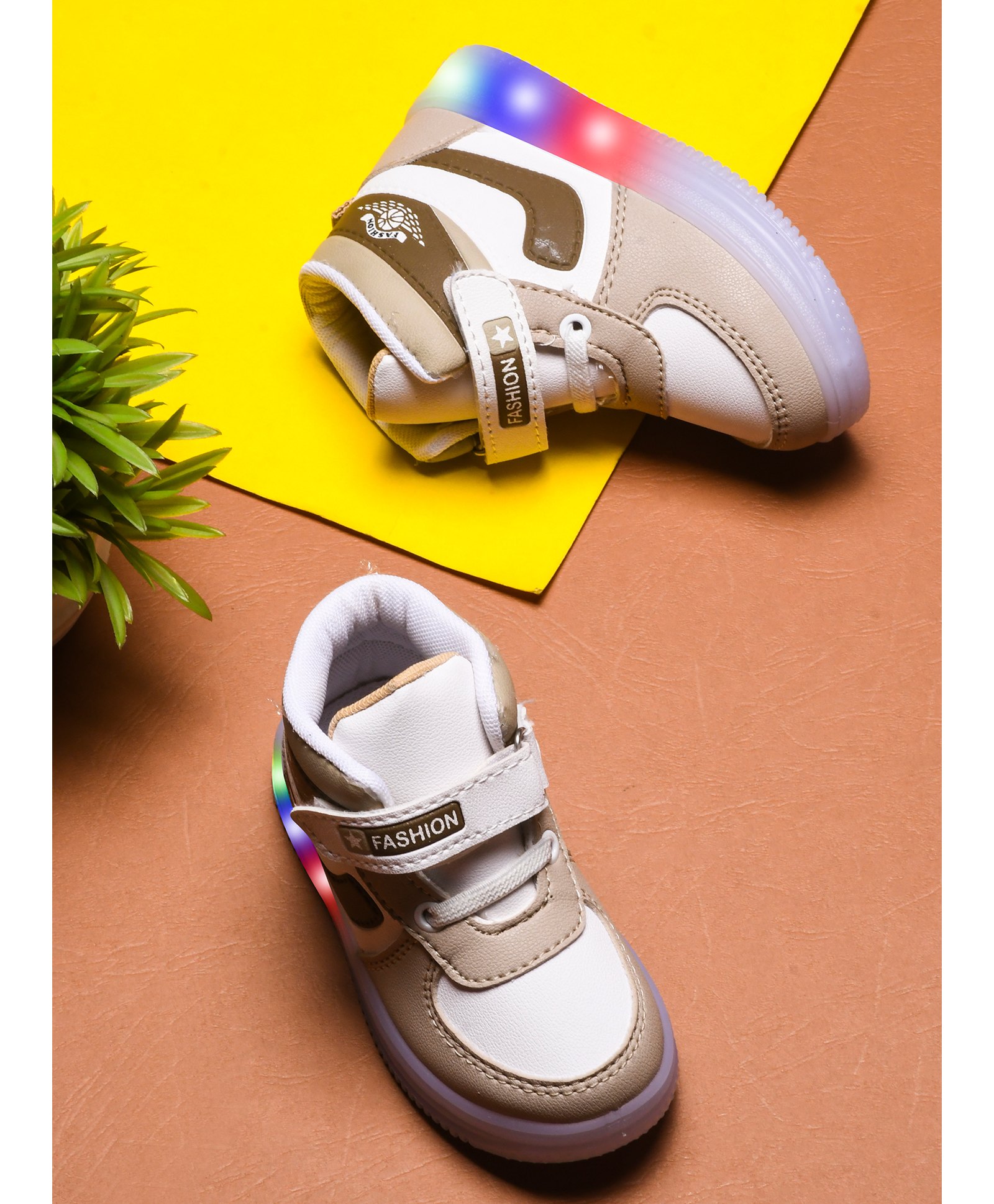 KATS Colour Blocked LED Velcro Closure Sneakers - Beige-picture-41