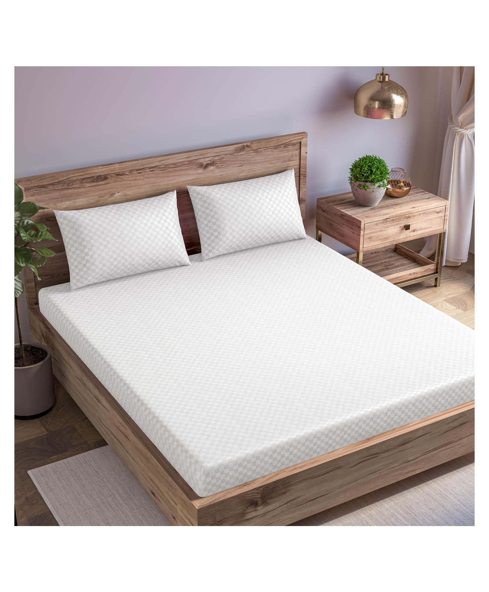 Trance Home Linen 300TC Single Flat Bedsheet with 1 Pillow Cover - White-picture-41