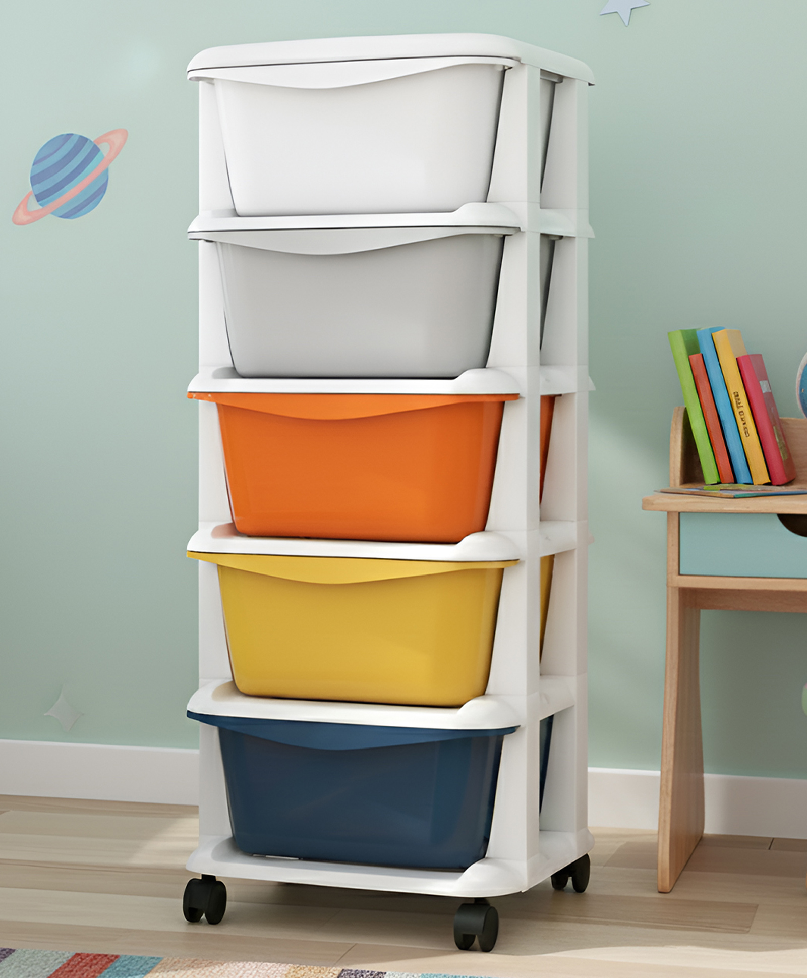 Polka Tots Multi-Purpose Kids Storage Rainbow Organiser Drawer Rack - Colorpop Stack-image-30