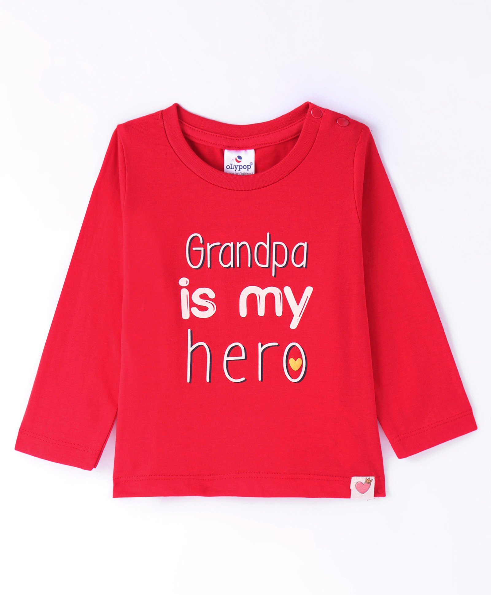 Ollypop Sinker Knit Full Sleeves T-Shirt with Text Print - Red-picture-6