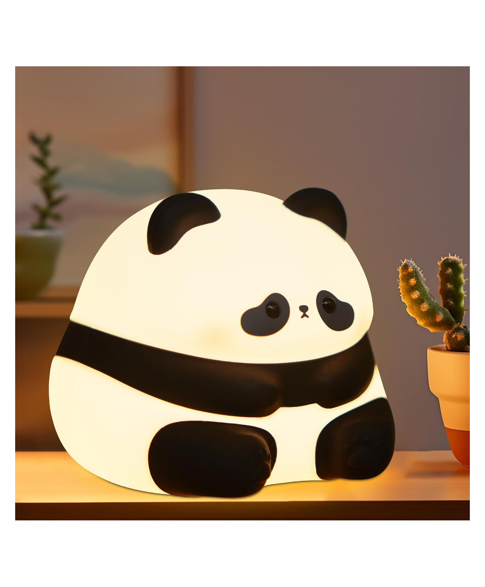 Elecart Cute Panda Rechargeable Touch Control Night Light, Animal Silicone Nursery Night Lamp for Kids Baby Birthday Gifts-picture-7