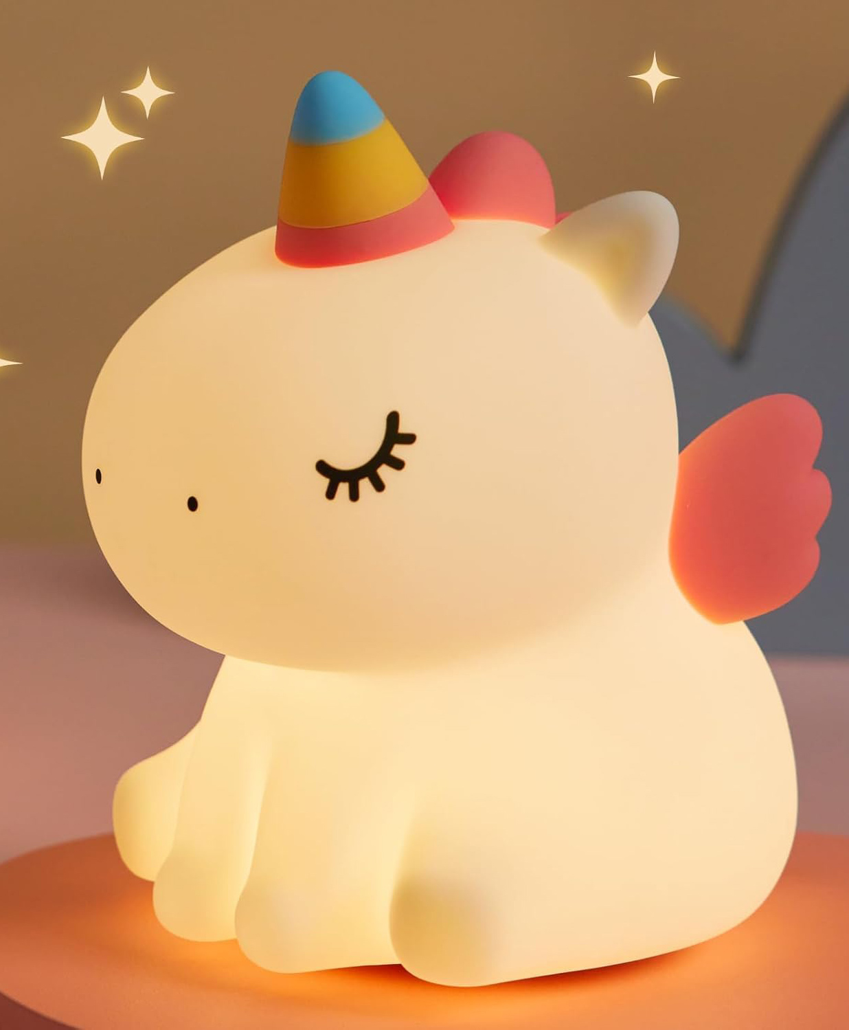 Elecart Cute Unicorn Rechargeable Touch Control Night Light, Animal Silicone Nursery Night Lamp for Kids Baby Birthday Gifts-picture-11