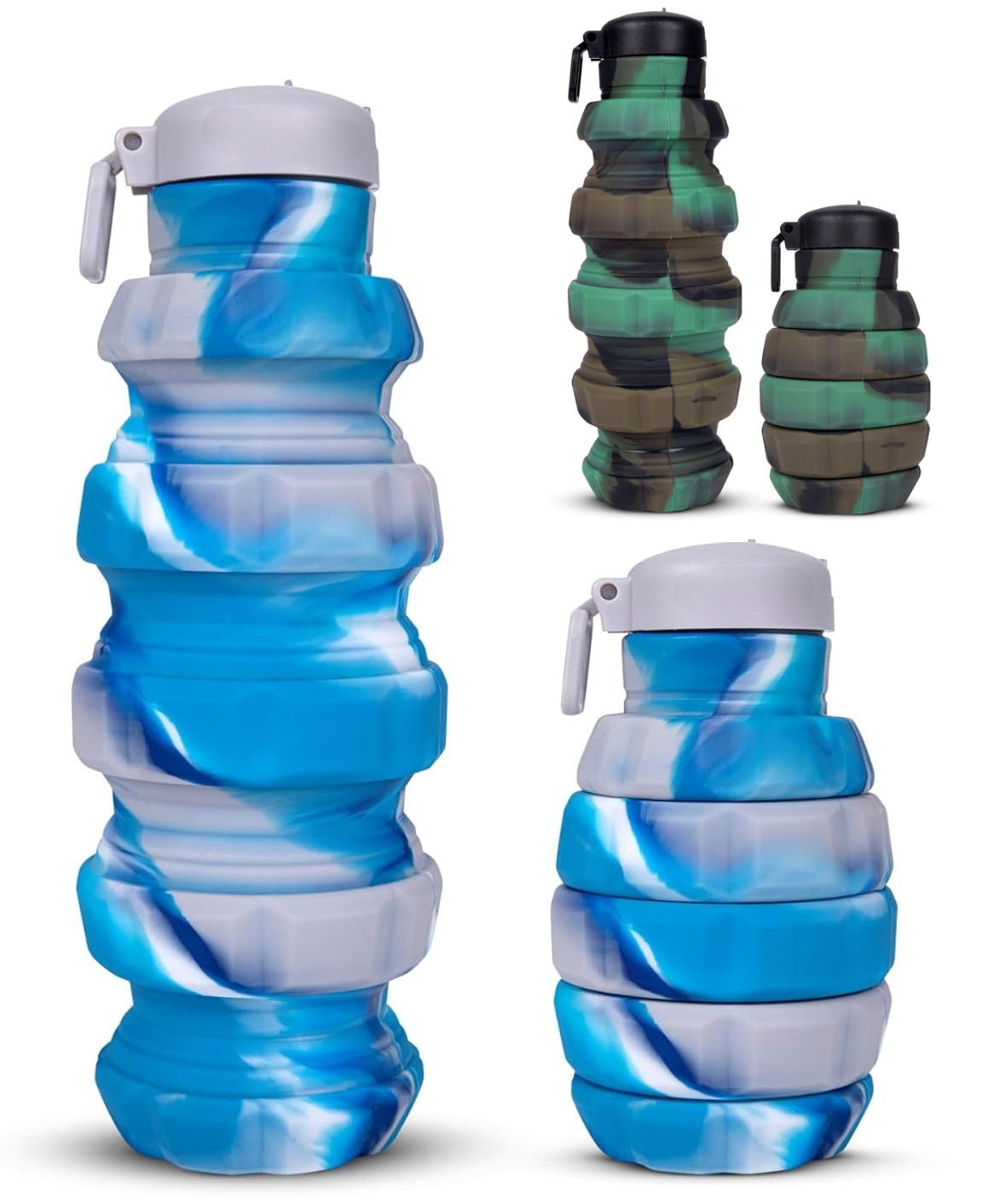Elecart Flexible Portable Water Bottle with Flip Top BPA-Free Silicone Foldable Bottle for Travel, Hiking, Camping, Fitness & Sports- 500ml (Random Color)-image-23