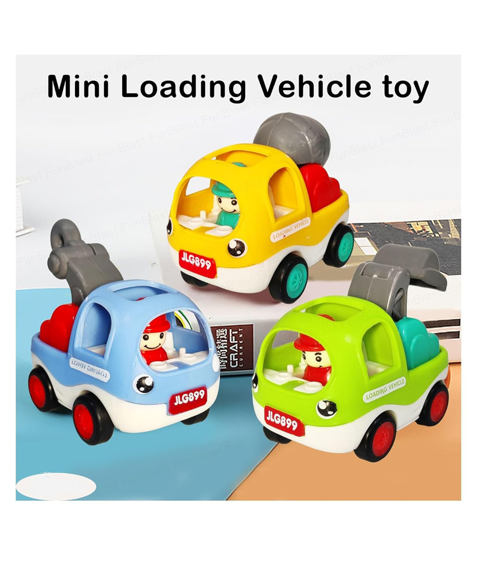 SVE Mini Loading Construction Vehicle Toys Pack of 3, Friction Powered, Multicolor | Friction Construction Toys for Kids - Multicolor-image-6