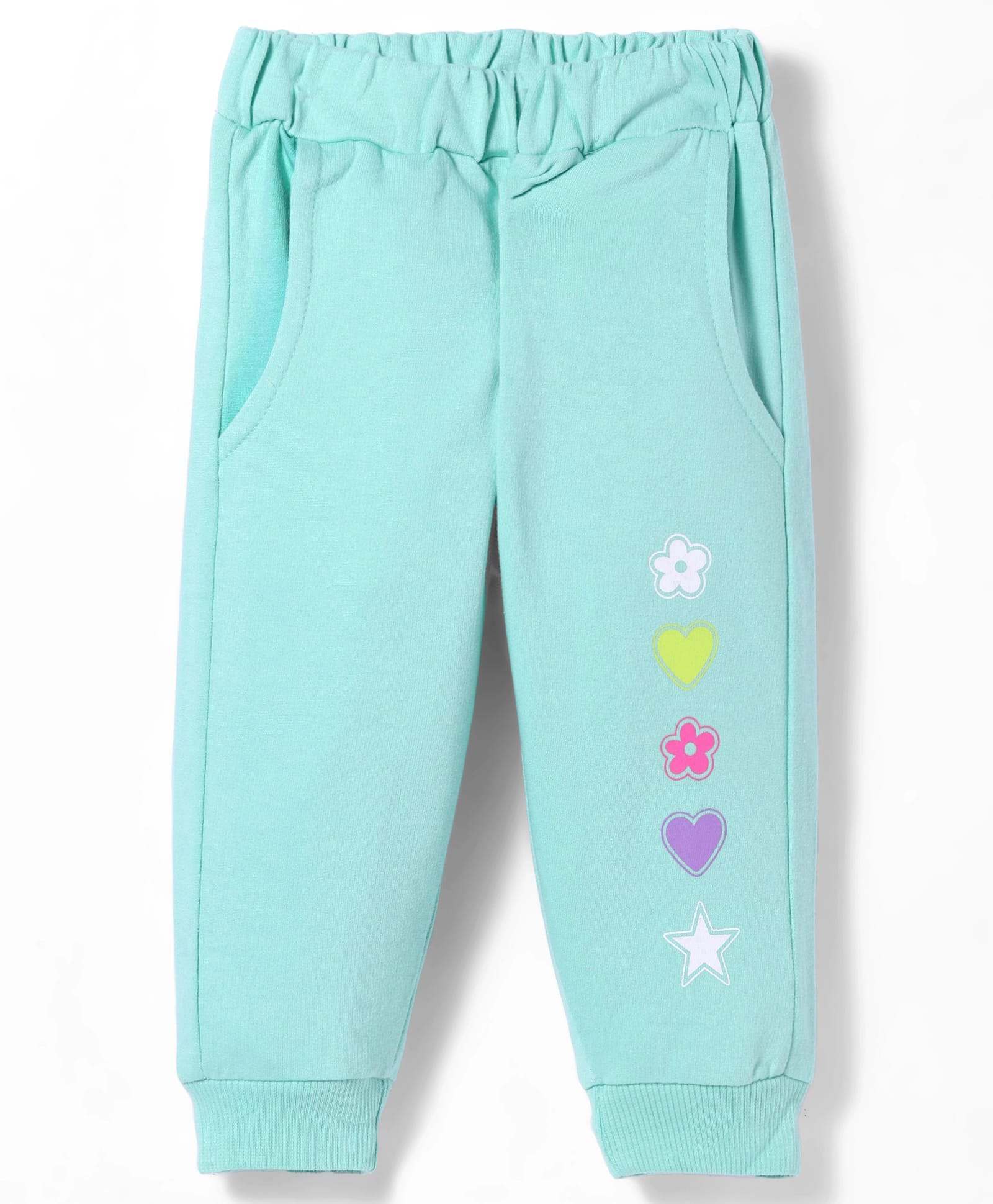 Zero Cotton Knit Full Length Legging With Floral & Heart Print - Sea Green-picture-10
