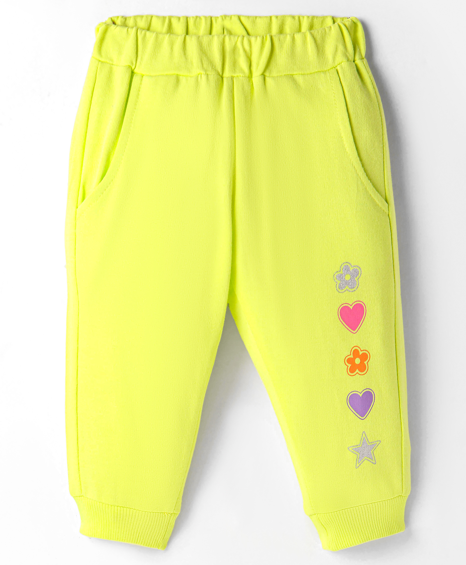Zero Cotton Knit Full Length Legging With Floral & Heart Print - Lemon-picture-43