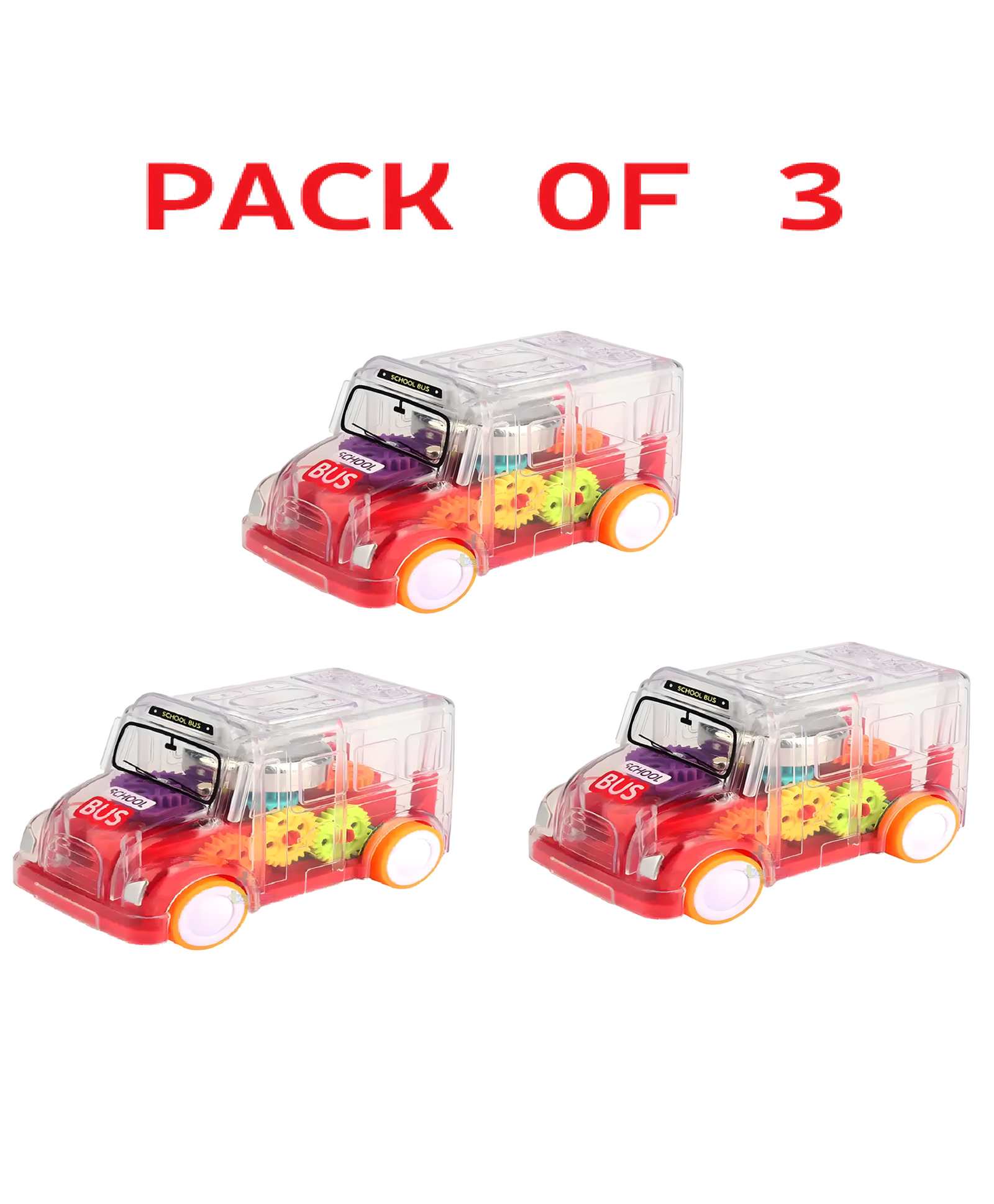 Negocio Gear Bus for Kids, Mini School Bus with Tinkling Sound and Light Toy - Pack of 3- Color May Vary-picture-27