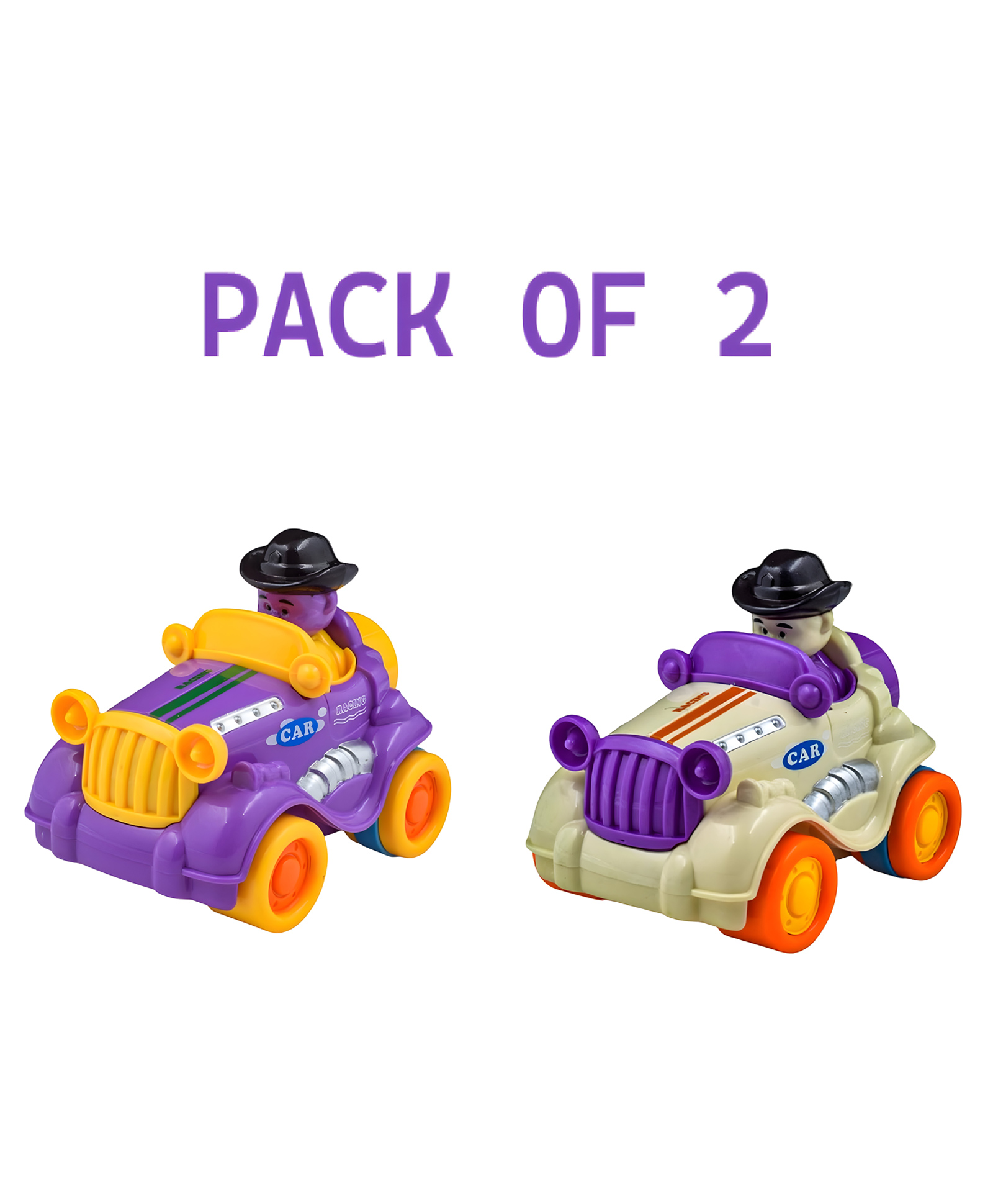 NEGOCIO Plastic Push and Go Car Set, Cartoon Design Friction Powered Car, No Battery Needed, Unbreakable, Non-Toxic Paint, Car Toys for Kids- PACK OF 2 - COLOR MAY VARY-image-48