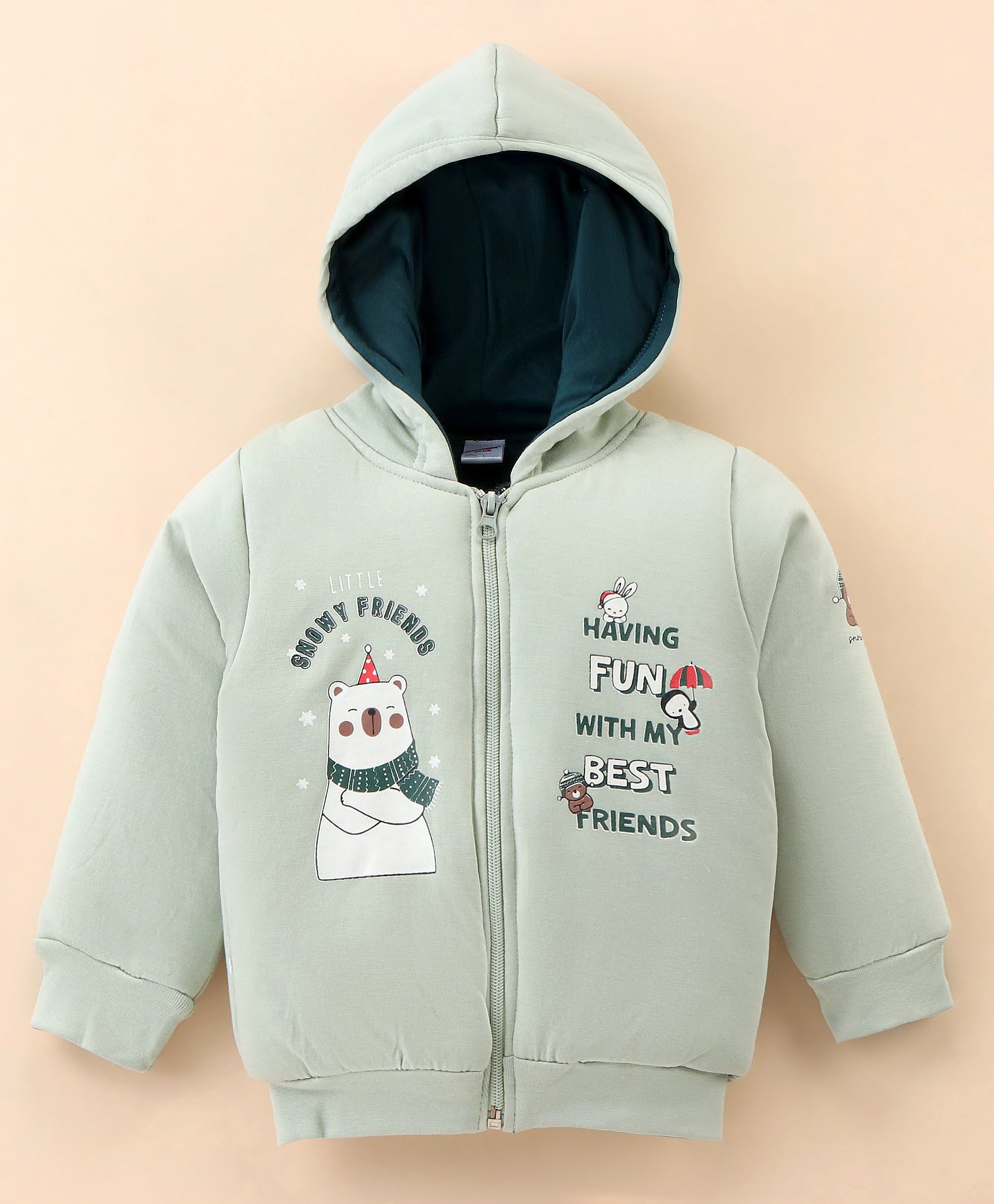 CUCUMBER Taffeta Full Sleeves Winter Jacket Polar Bear Print - Pista Green-image-16