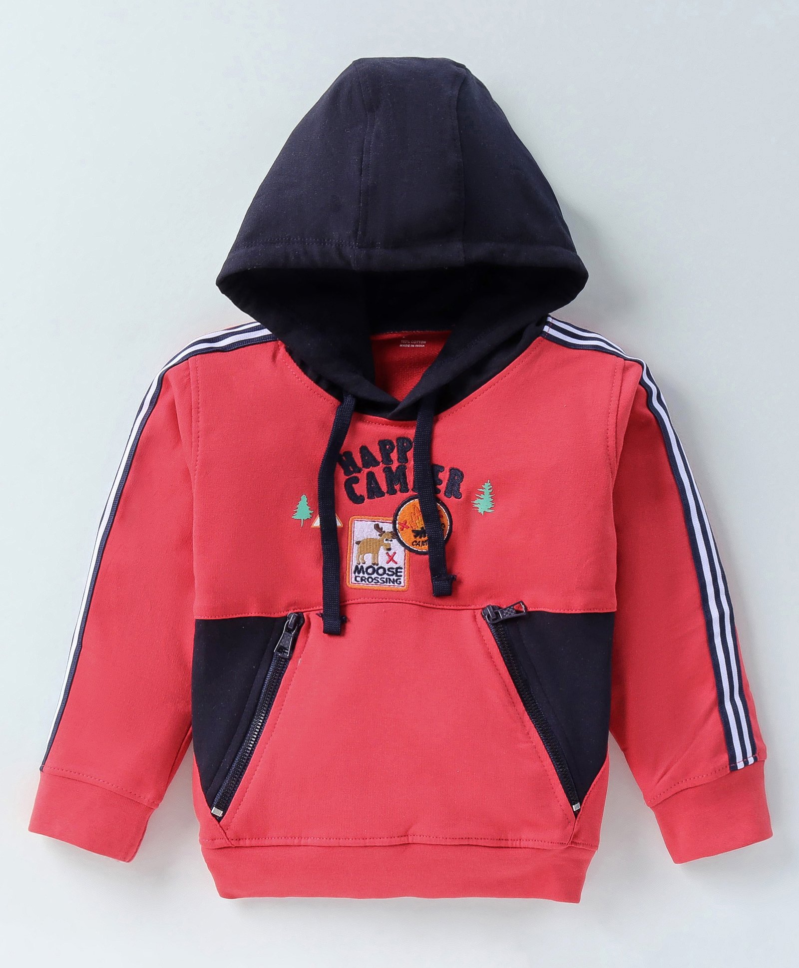 CUCUMBER Knit Full Sleeves Hooded Sweatshirt Text Print - Red-picture-5