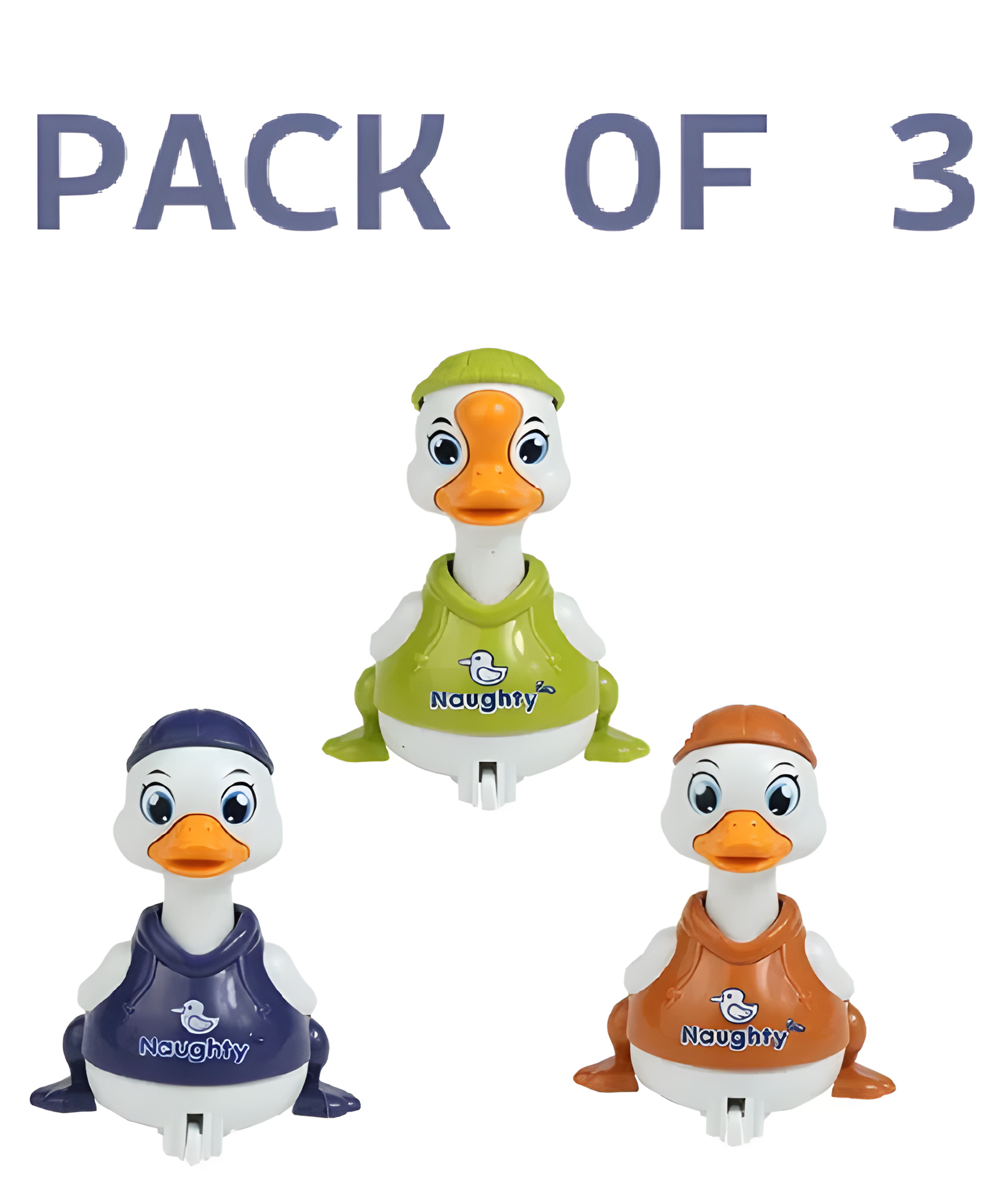 NEGOCIO Cute Mini Toys Press & Go Duck Toys for Kids Wind Up Key Operated Toy for Kids for Toddlers-PACK OF 3 - COLOR MAY VARY-picture-11
