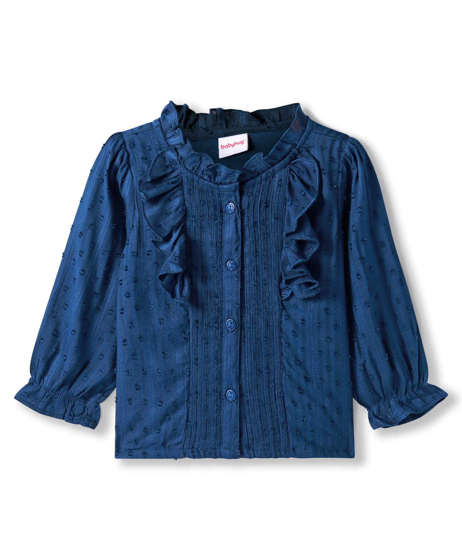 Babyhug Rayon Woven Full Sleeves Top with Frill Detailing - Navy Blue-picture-10