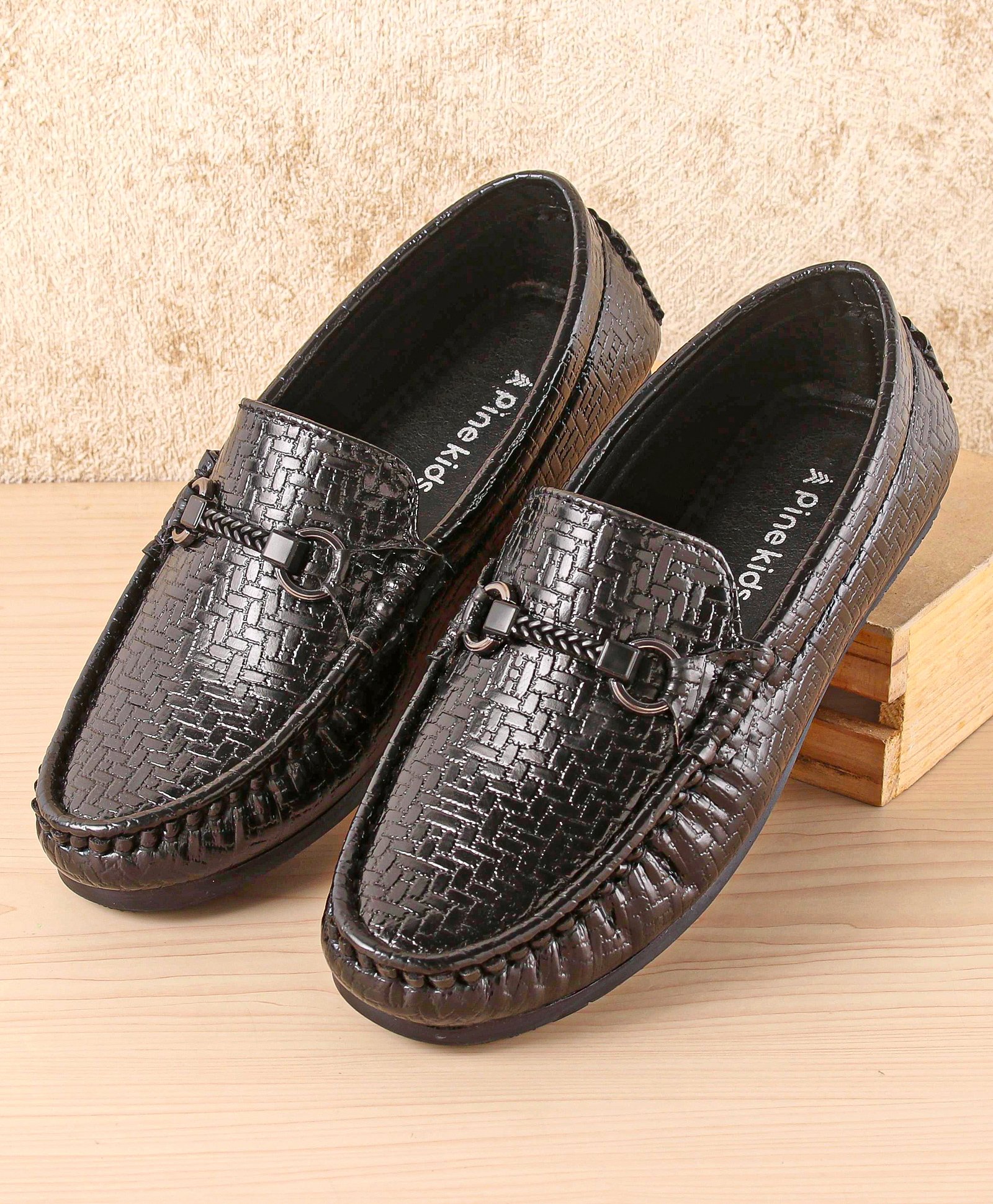 Pine Kids Slip OnLoafer Shoes -Black-image-4