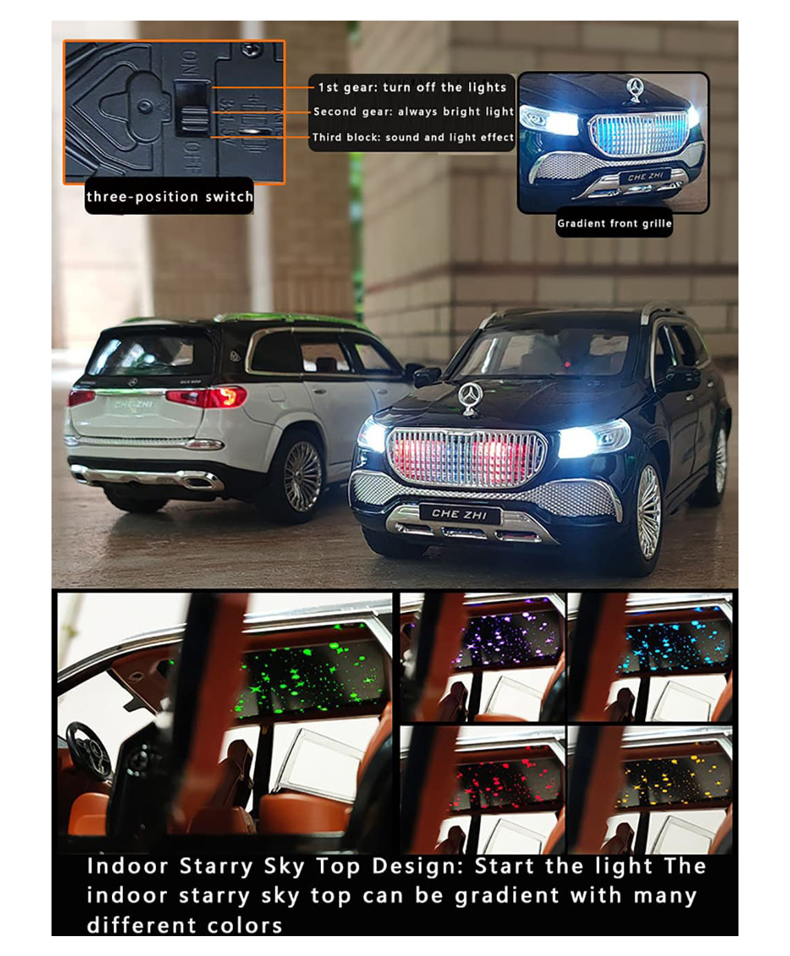 Magicwand 1:22 Scale Die-Cast Metal 2022 Maybach with 6 Openable Doors,Pull Back Action, Working Headlights & Tail Lights-picture-15