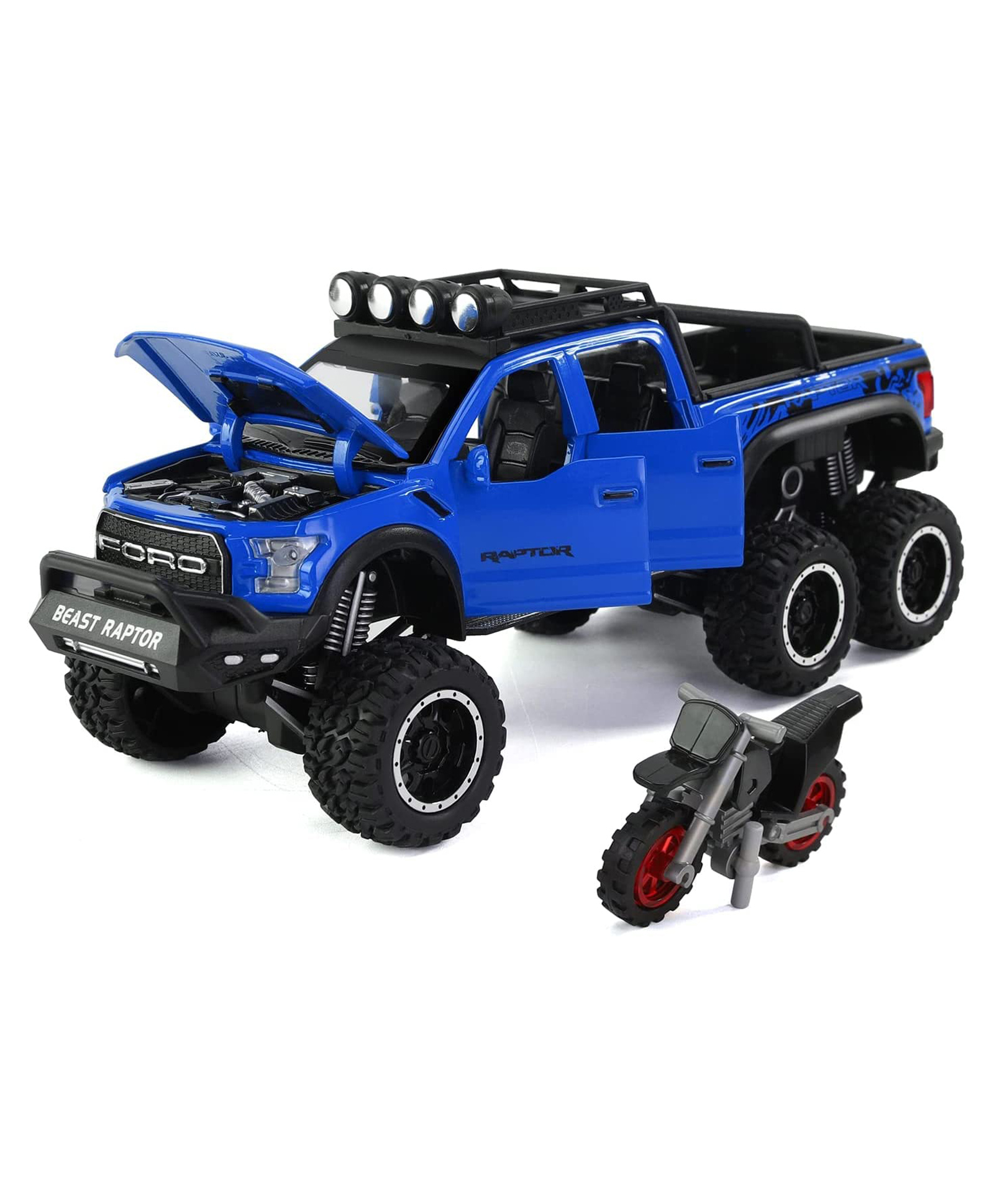 magicwand Magicwand® Die-Cast 1:28 Scale Raptor with Bike with Openable Doors,Pull Back Action,Glowing Lights & Sound - Colour may vary-picture-17
