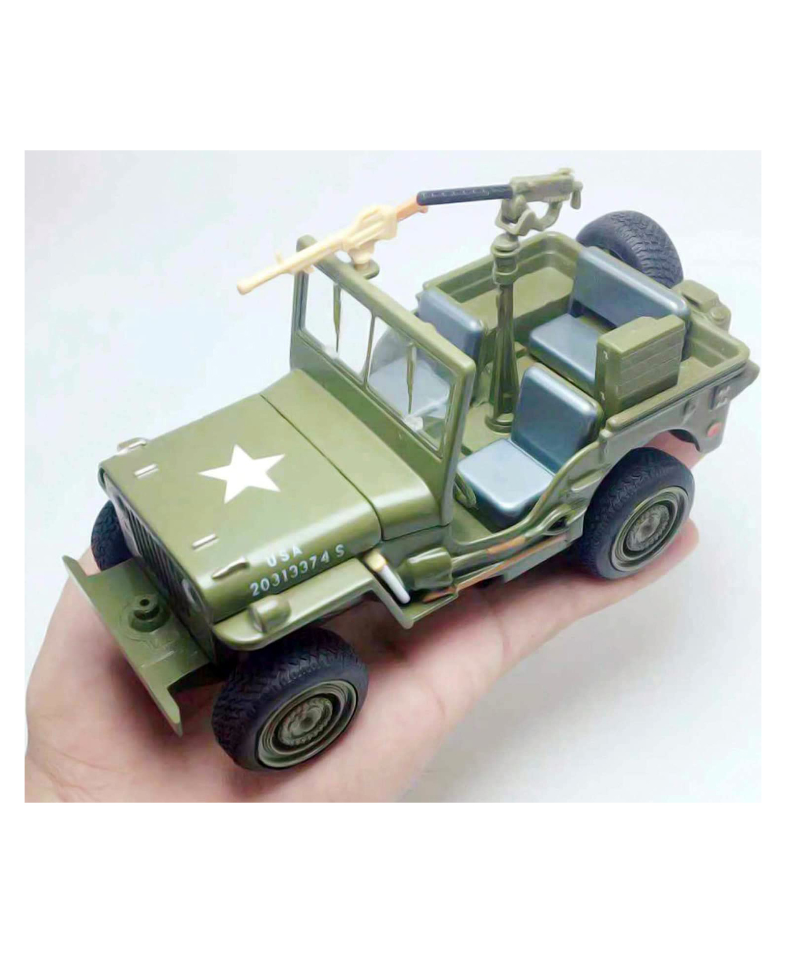 Magicwand 1:32 Scale Die-Cast Metal 1942 Willys Jeeep with Openable Bonnet,Music,Lights & Pull Back Action-image-48