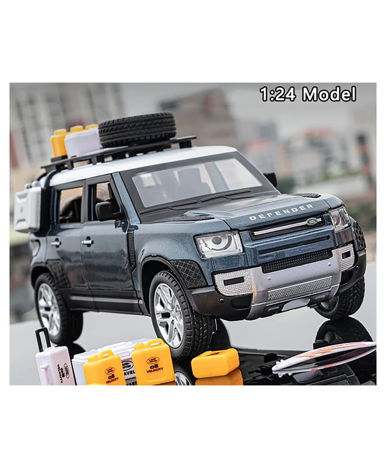 Magicwand Die-Cast Zinc Alloy 1:24 Scale 2022 Defender Guards Large with 6 Openable Doors Lights & Music - Blue-picture-18