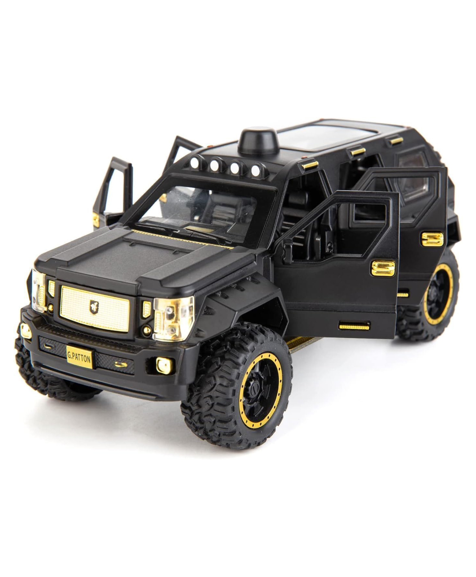 Magicwand 1:24 Scale Die-Cast G-Patton Big Daddy Pull Back SUV with Blinking Lights - Black-image-15