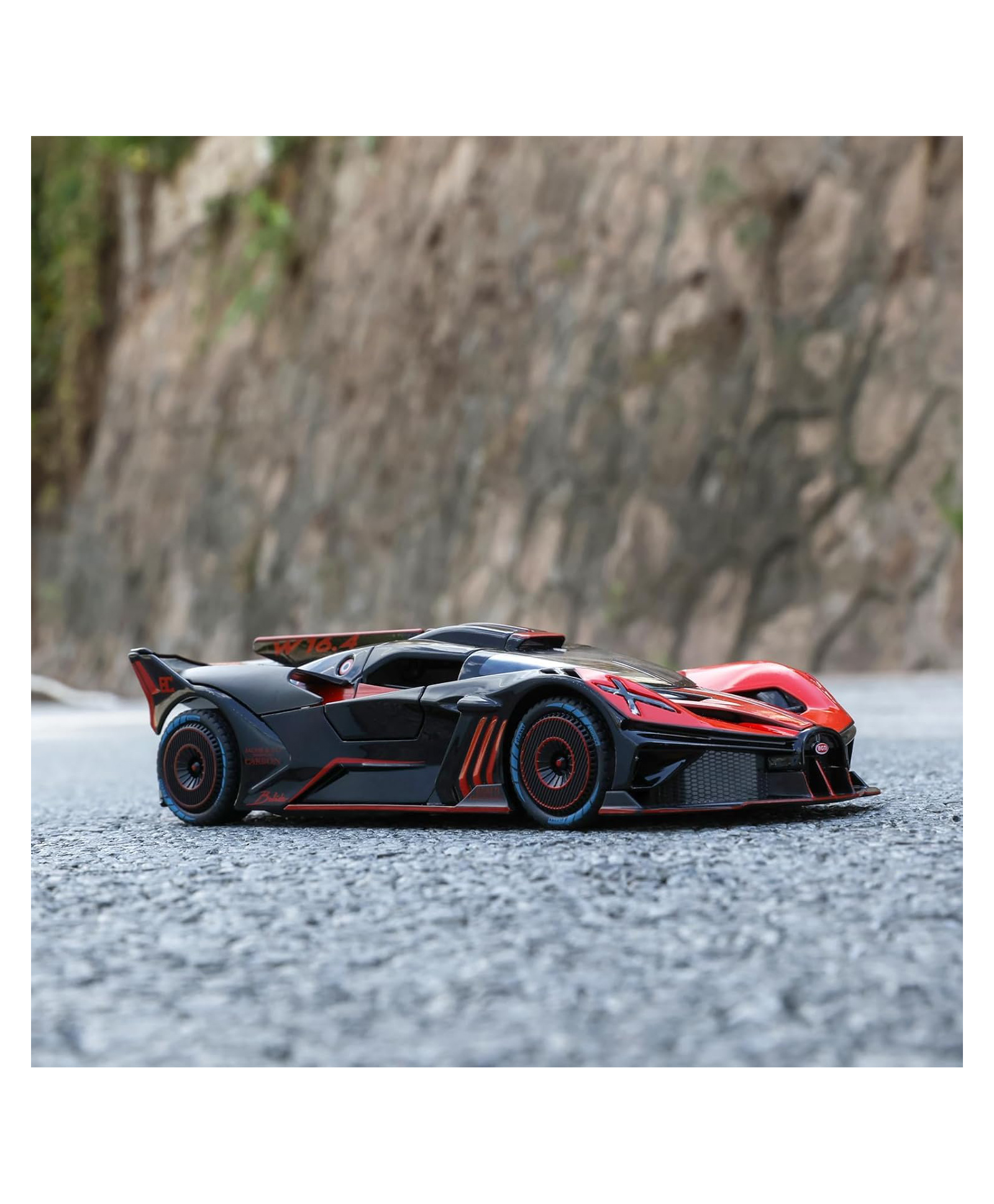 Magicwand 1:24 Scale Die-Cast Bugattti Bolidewith 4 Openable Doors,Pull Back Action,Lights,Music & Working Horn & Smoke-image-1
