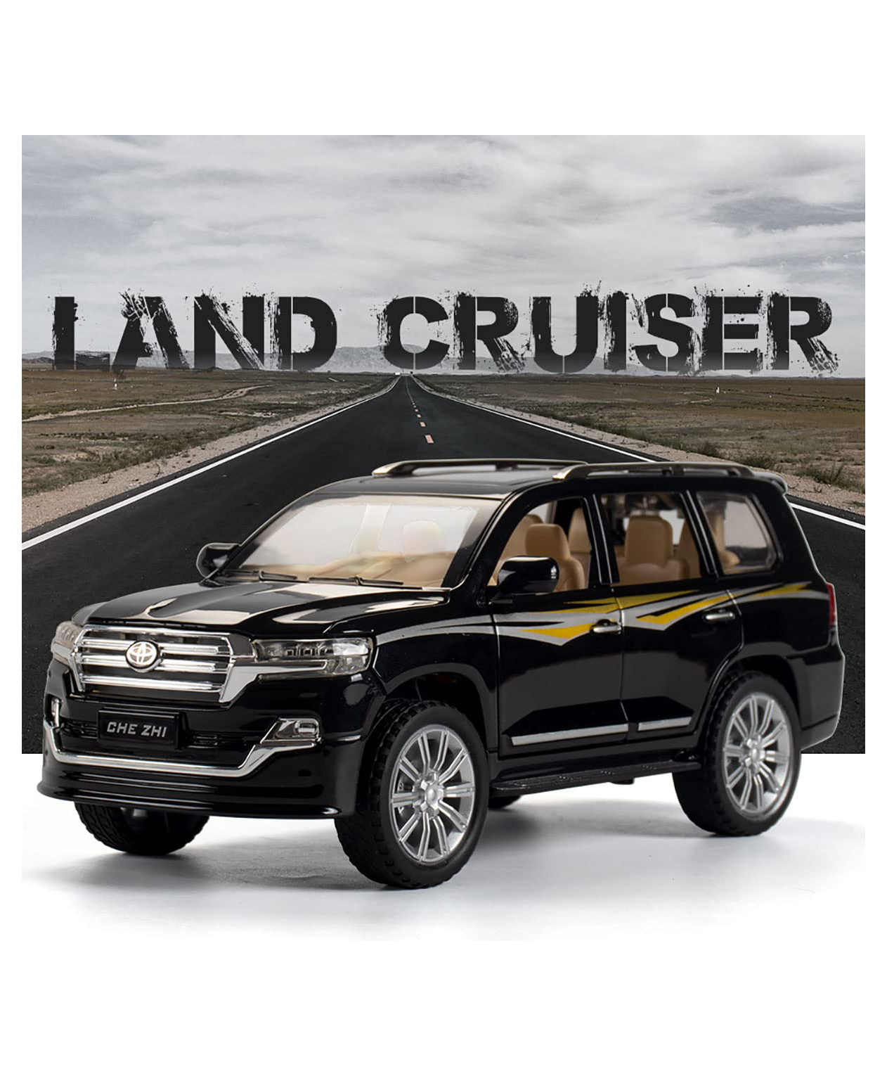 Magicwand Die-Cast Metal 1:24 Scale Lland-Cruiser Pull Back Sedan with Blinking Headlights & Tail Lights-picture-2