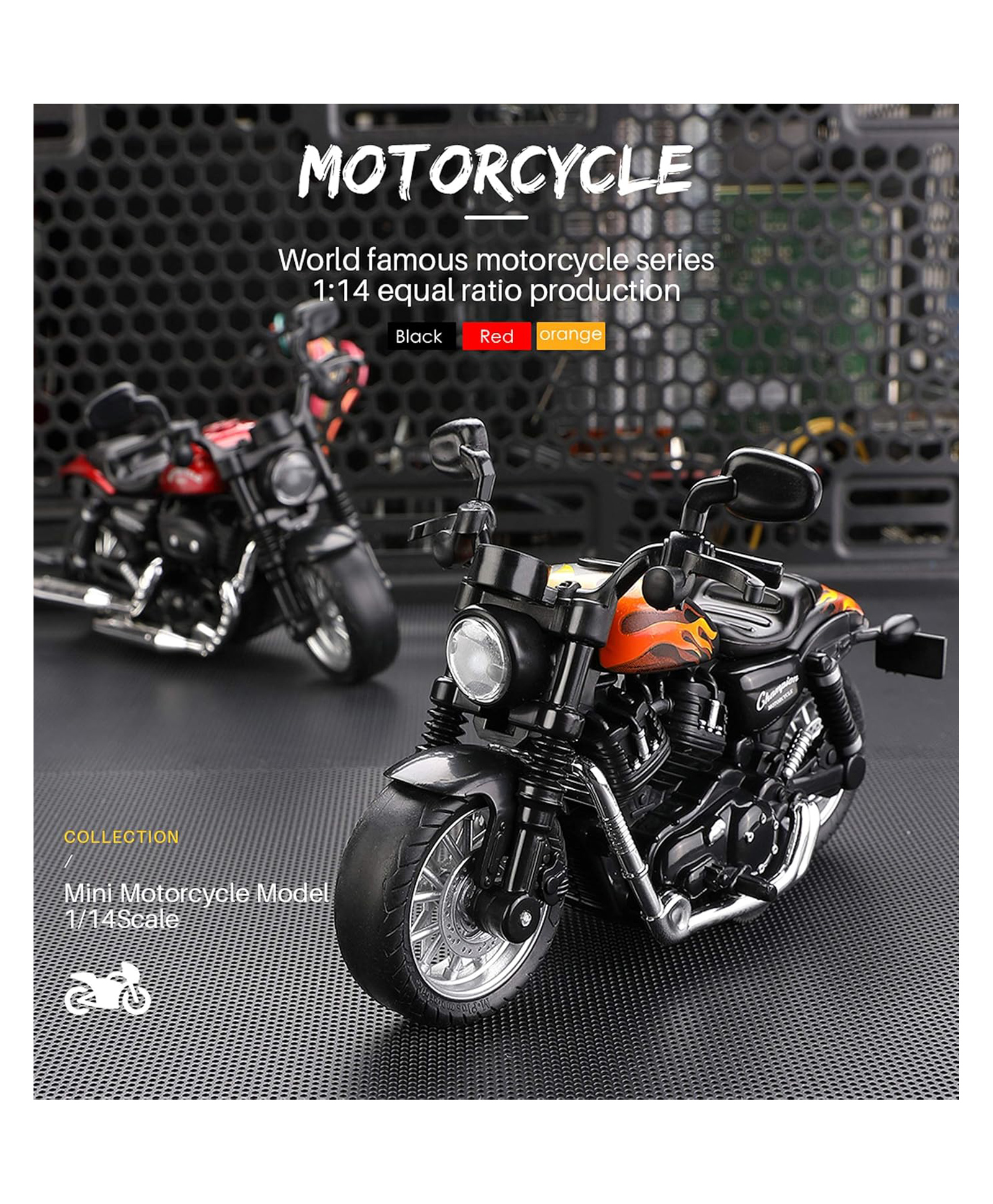Magicwand Die-Cast Metal 1:14 Scale Cruiser Motorcycle with Moving Handle & Pull Back Action-image-24