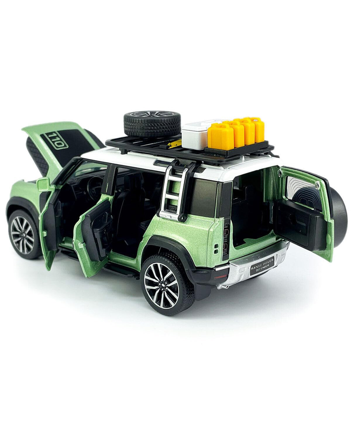 Magicwand Die-Cast Zinc Alloy 1:24 Scale Defender Camping with 6 Openable Doors,Lights & Music-image-36