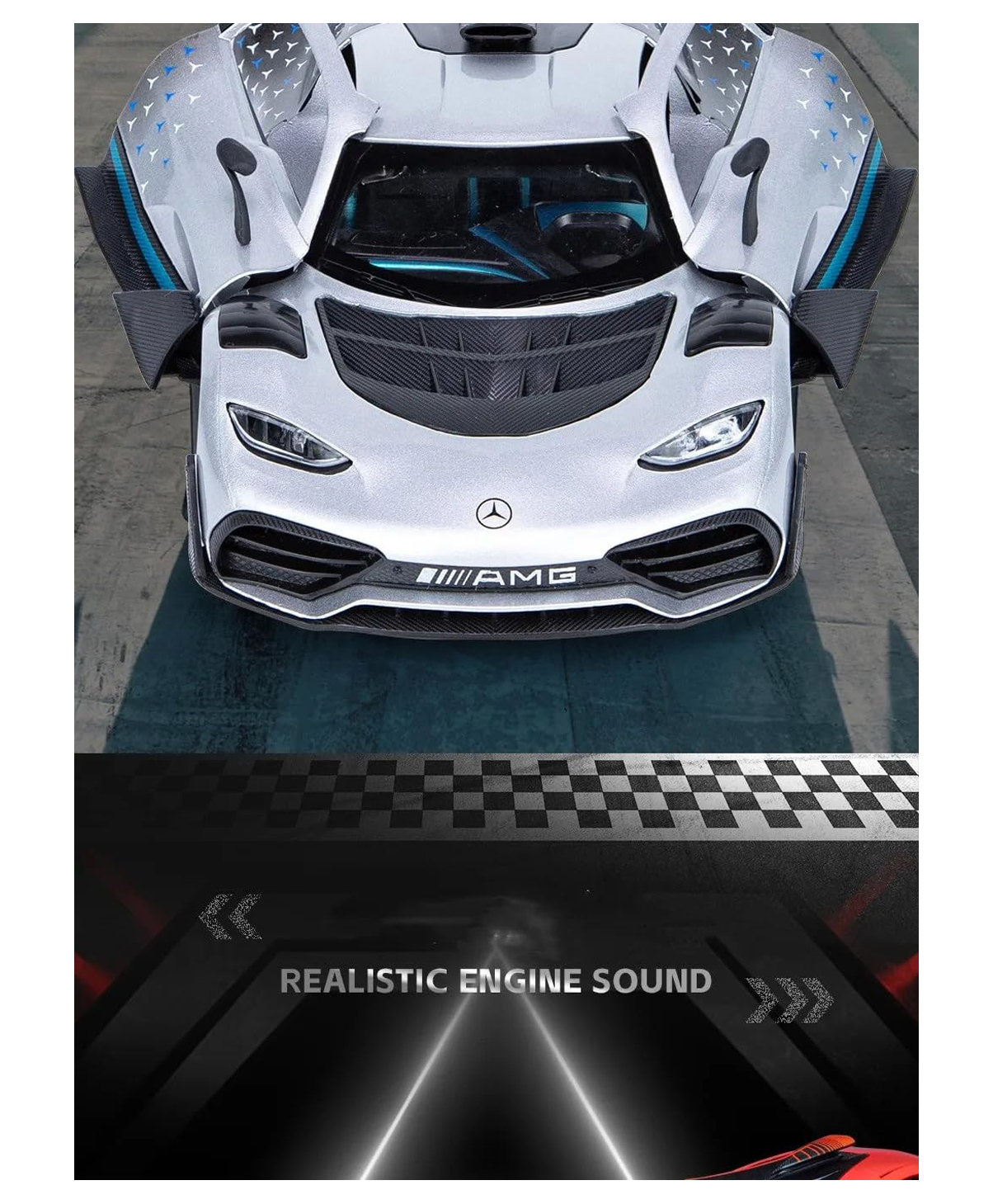 Magicwand 1:24 Scale Die-Cast Metal Merrc AMG-ONE with 4 Openable Doors,Lights & Music-image-23