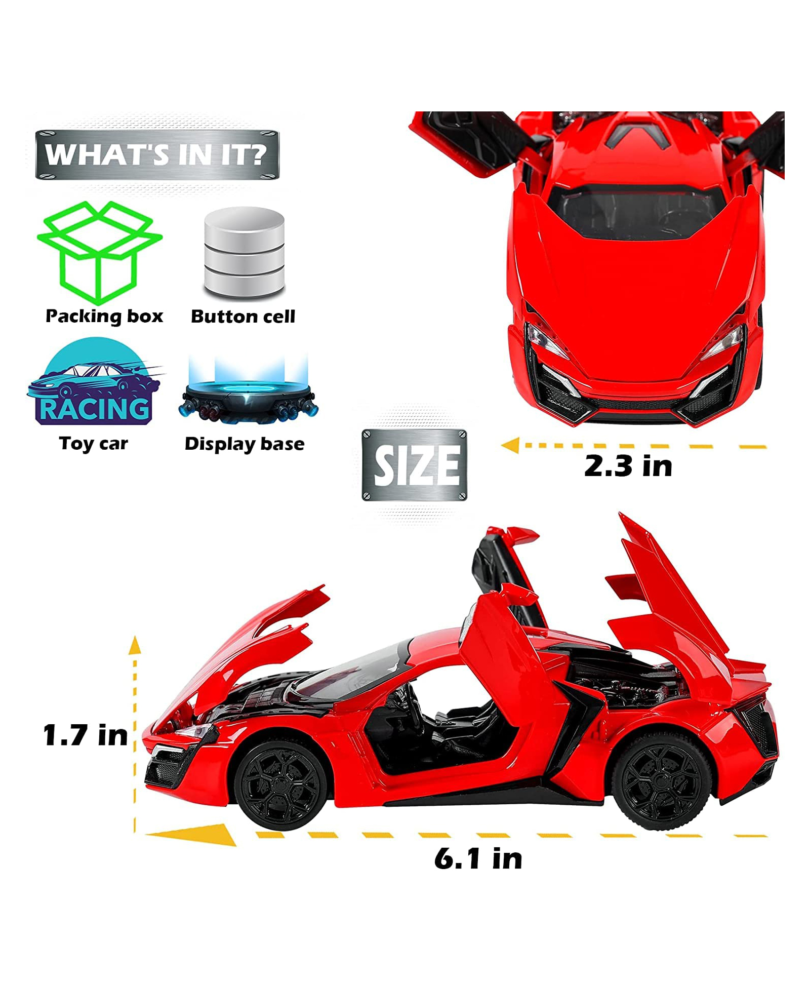 Magicwand Die-Cast Metal 1:32 Scale Lykan Hypersport with 4 Openable Doors and Pull Back Action,Lights & Music-image-8