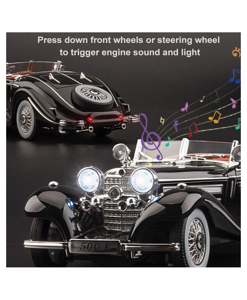 Magicwand Die-Cast Zinc Alloy 1:18 Scale 1936 Merrc-Bennz Classic Large with 4 Openable Doors,Lights & Music & Working Steering-image-49