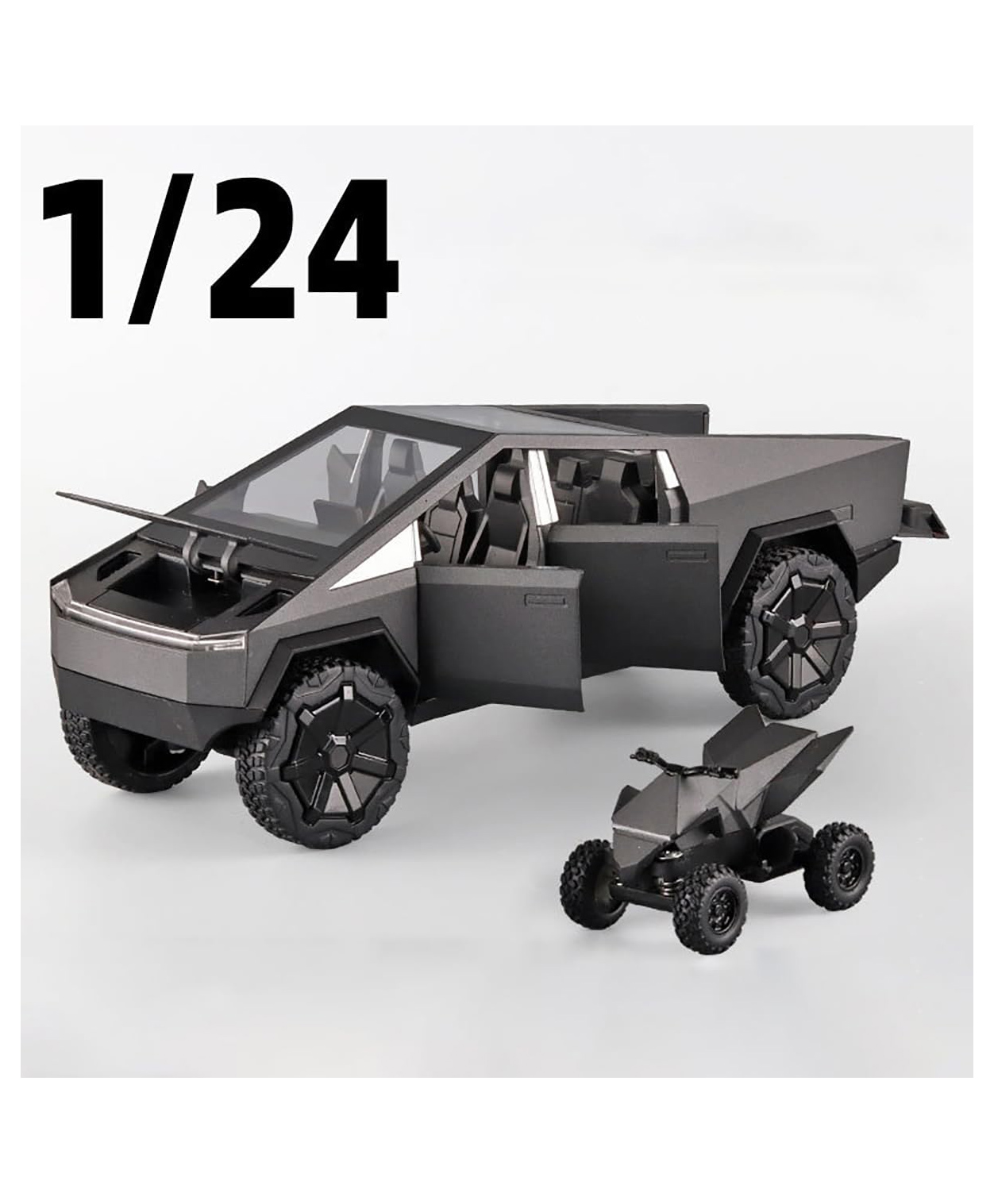 Magicwand 1:24 Scale Die-Cast CyberrTruck with 6 Openable Doors,Steerable Tyres,WORKING HORN,Working Lights-picture-42