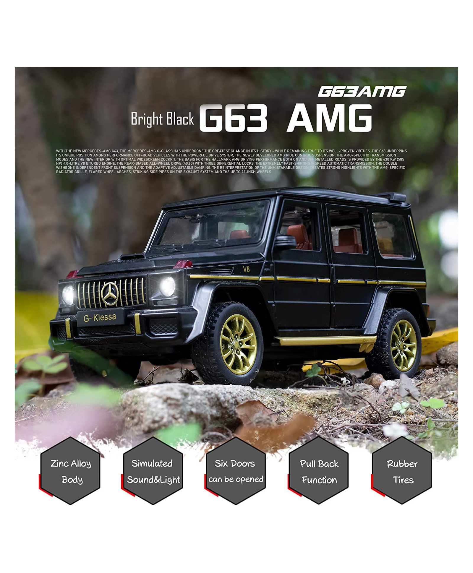 Magicwand 1:32 Scale AMG-G65 Die-Cast SUV with Openable Doors and Pull Back Action-image-49