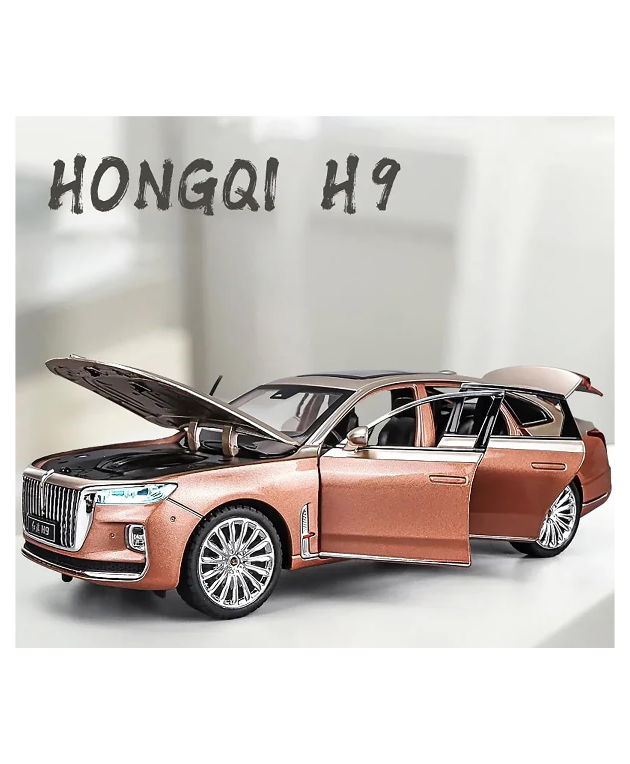 Magicwand 1:24 Scale Die-Cast HONGQI-H9 with 6 Openable Doors,Pull Back Action,Lights,Music STEERABLE Tyres & Working Horn-picture-16