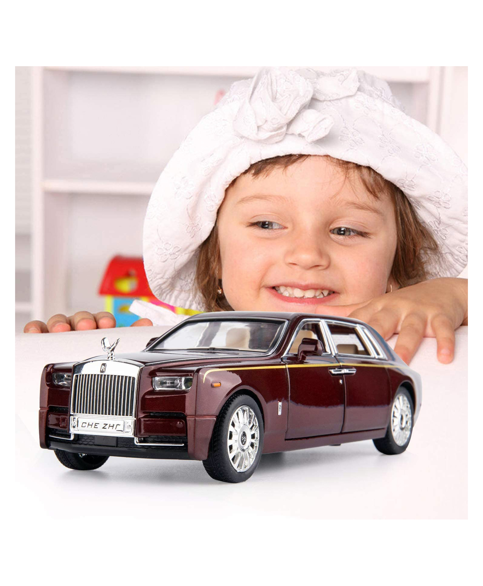 Magicwand Die-Cast Zinc Alloy 1:24 Scale 2022 Rollls Roycee Phantom Large with 6 Openable Doors,Light & Music-picture-17