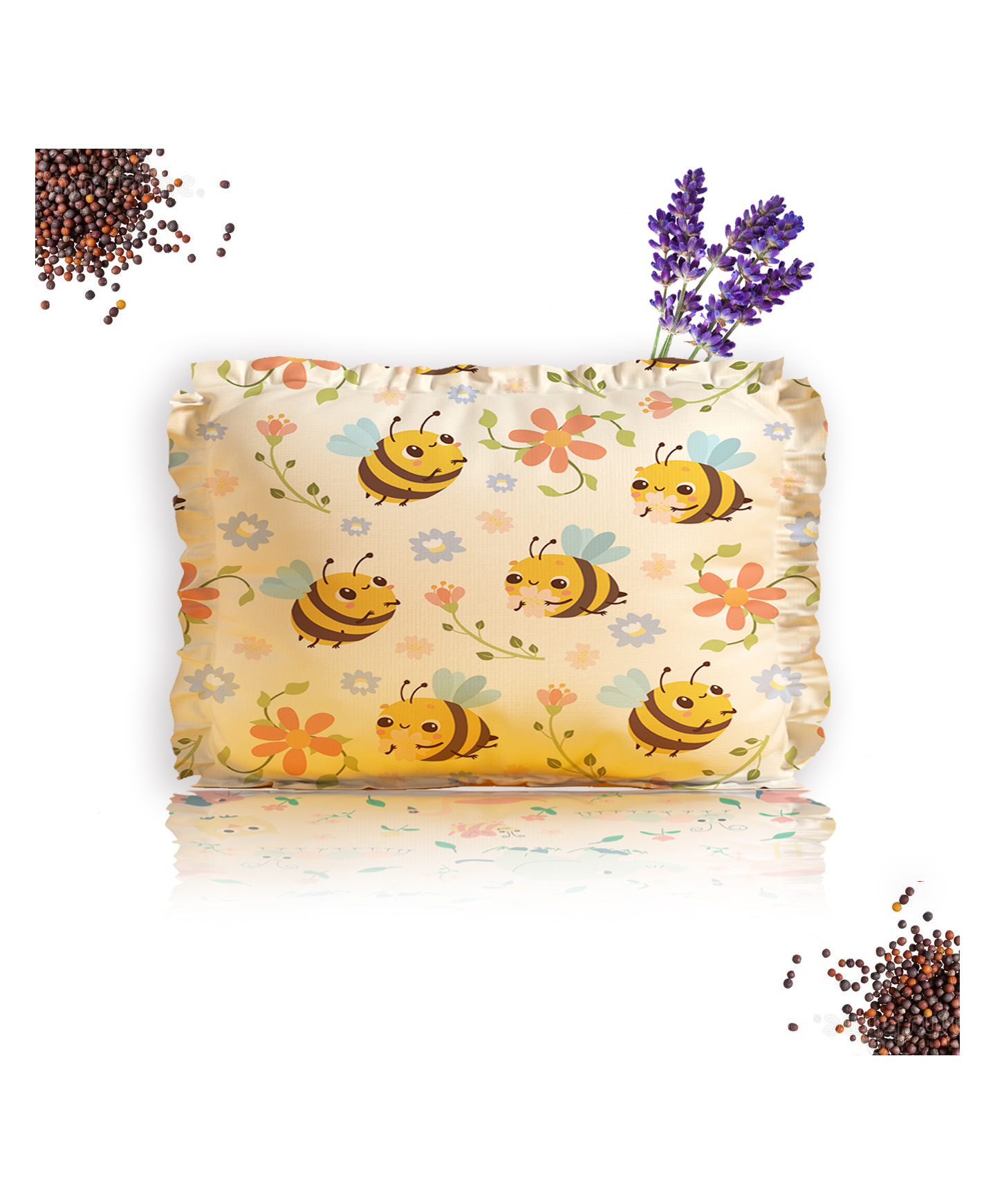 Novo Baby Head Shaping Mustard Seeds Rai Pillow Cotton -Yellow-image-39