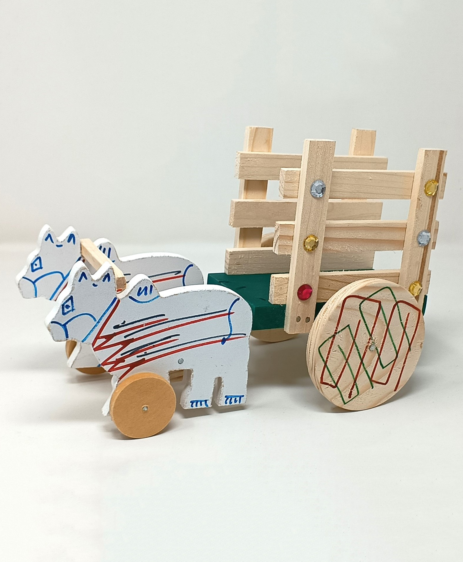 A&A Kreative Box Wooden Pretend Play Big Bullock Cart (Available in Assorted Colours)-image-26