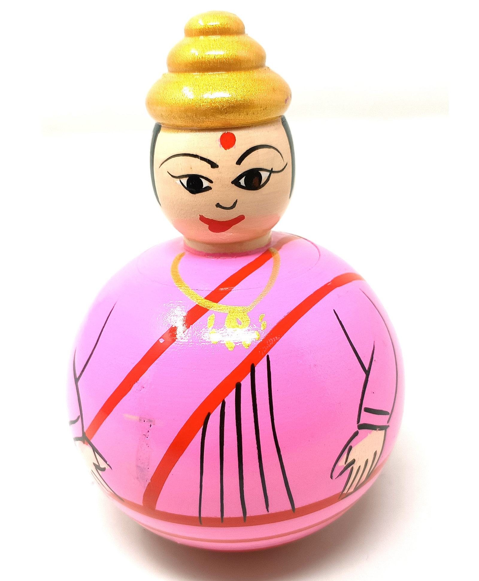 A&A Kreative Box Wooden Roly Poly Toy- Tun Tun Aunty (Available in Assorted Colours )-picture-13