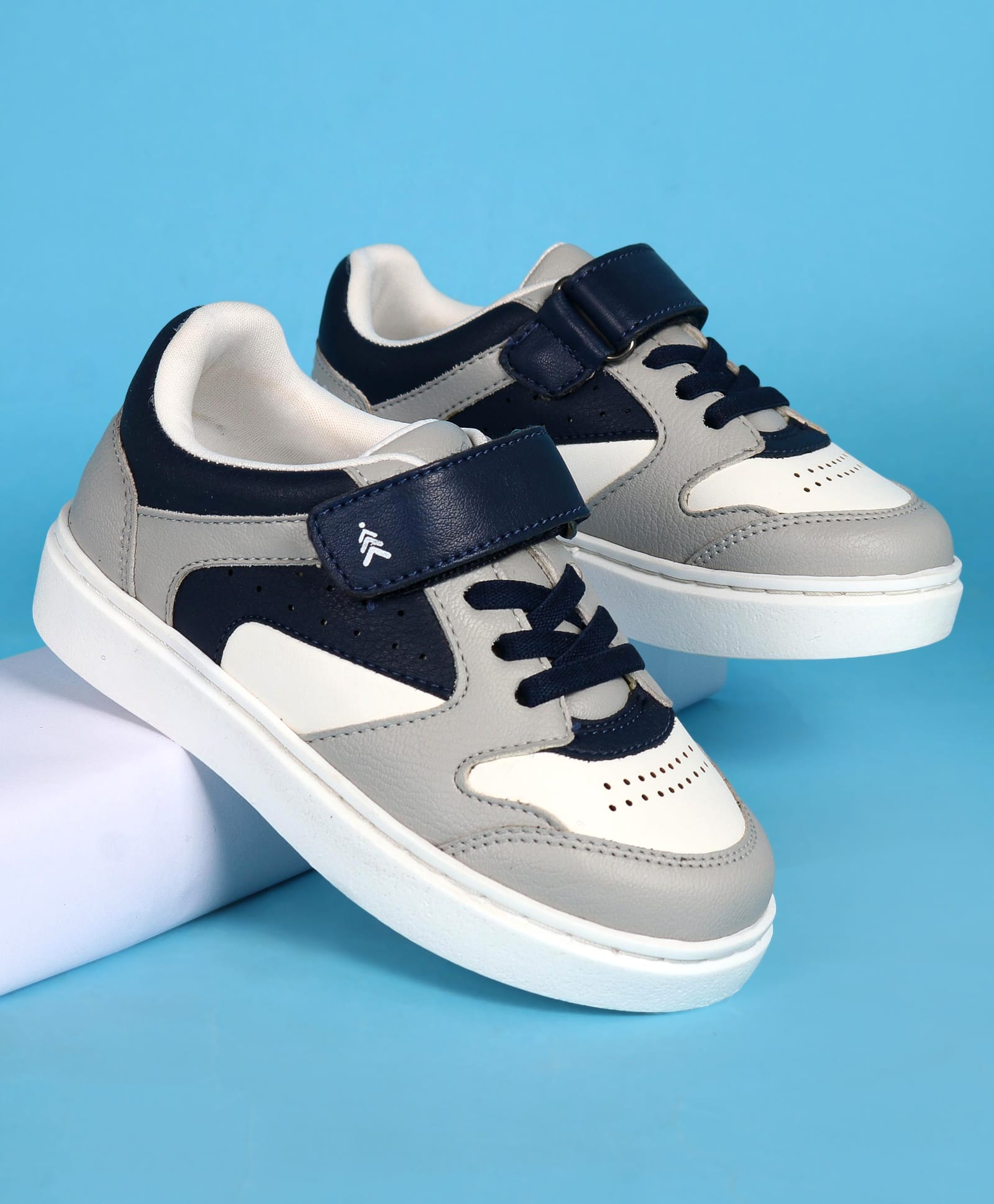 Pine Kids Velcro Closer Casual Shoes - Grey & Navy Blue-picture-19