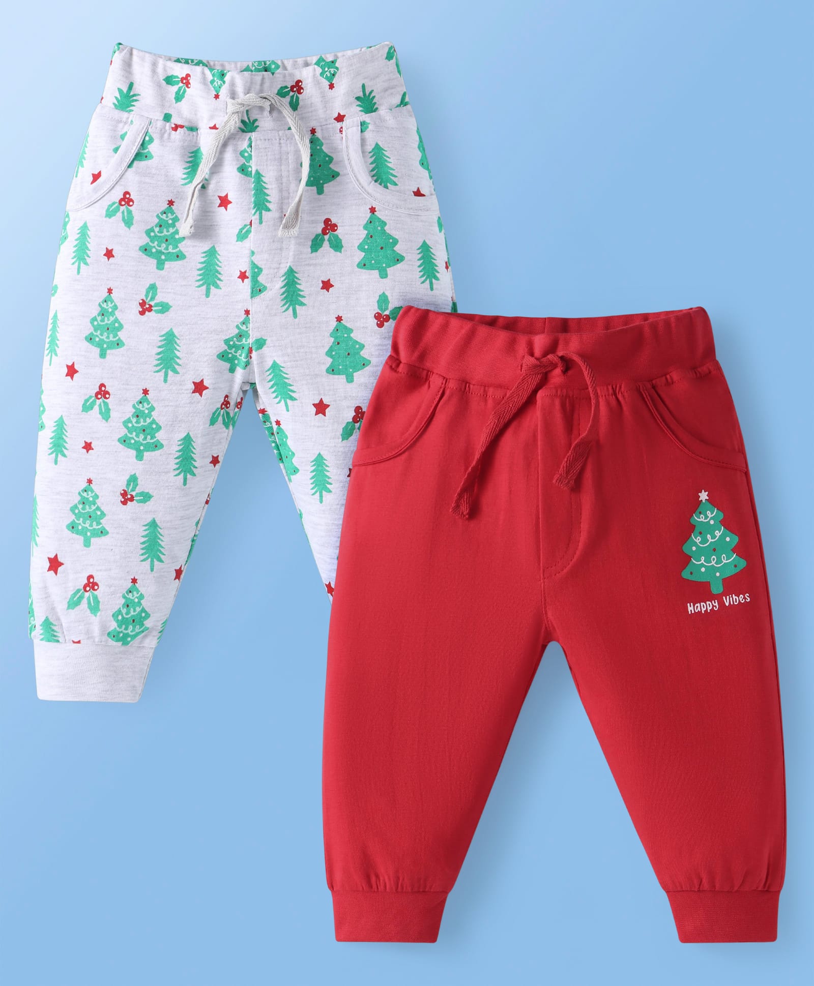 Doodle Poodle Single Jersey Knit Christmas Theme Printed Lounge Pants Pack of 2 - Grey & Red-image-41