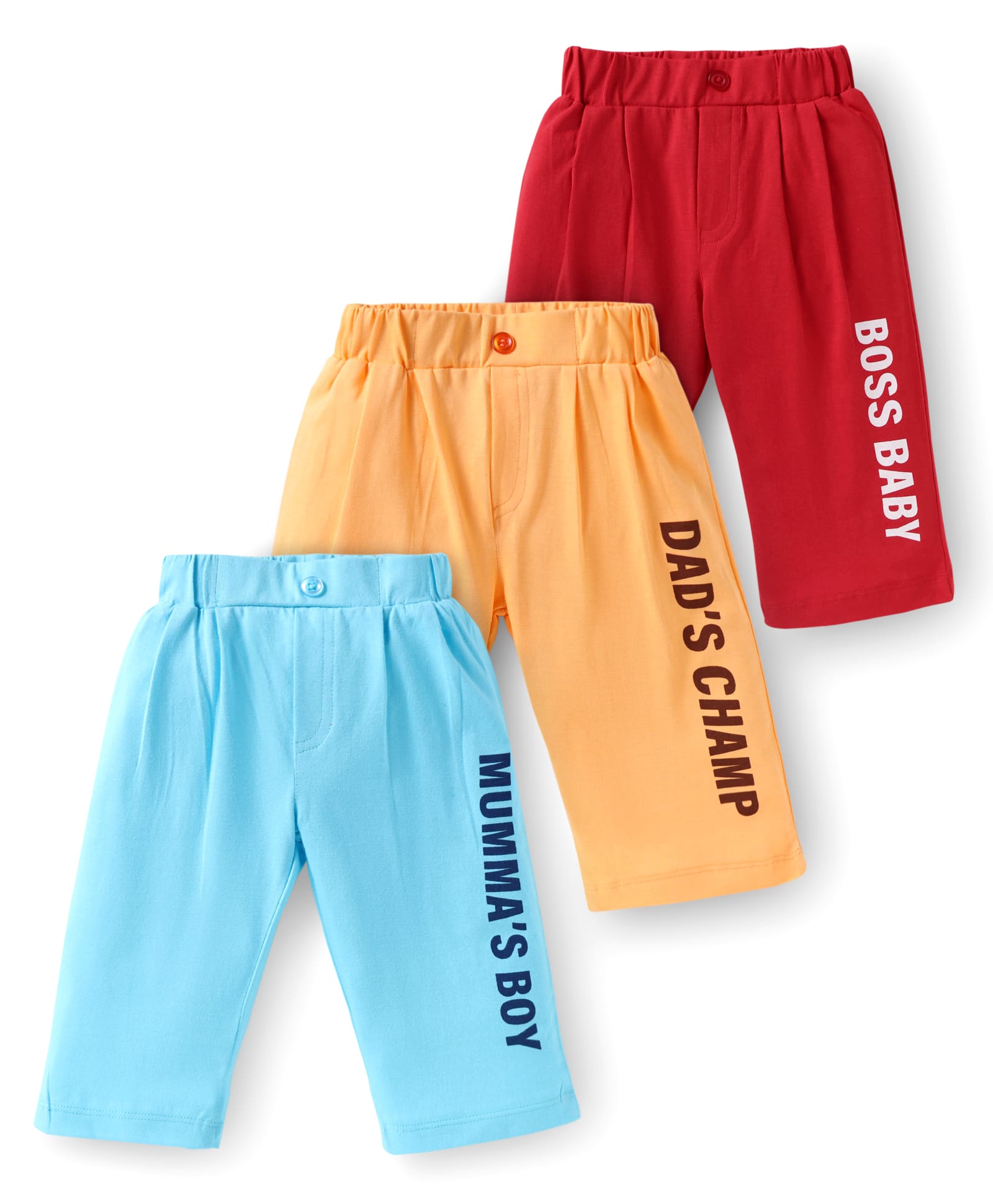 Doodle Poodle Single Jersey Knit Full Length Lounge Pants with Text Print Pack of 3 - Red Orange & Light Blue-picture-28
