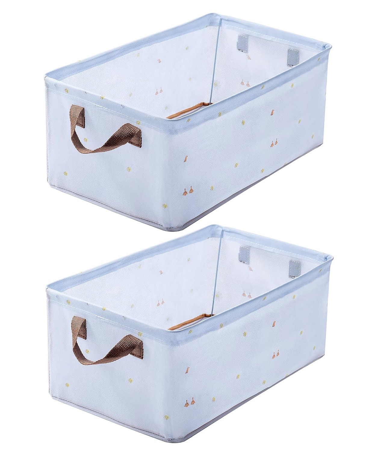 House of Quirk Durable Linen Closet Organizers and Foldable Storage Baskets, Rectangle Storage Boxes for Pants, Shirt, Sweaters, Bra Panty, Socks (Blue Duck, Pack of 2)-image-23