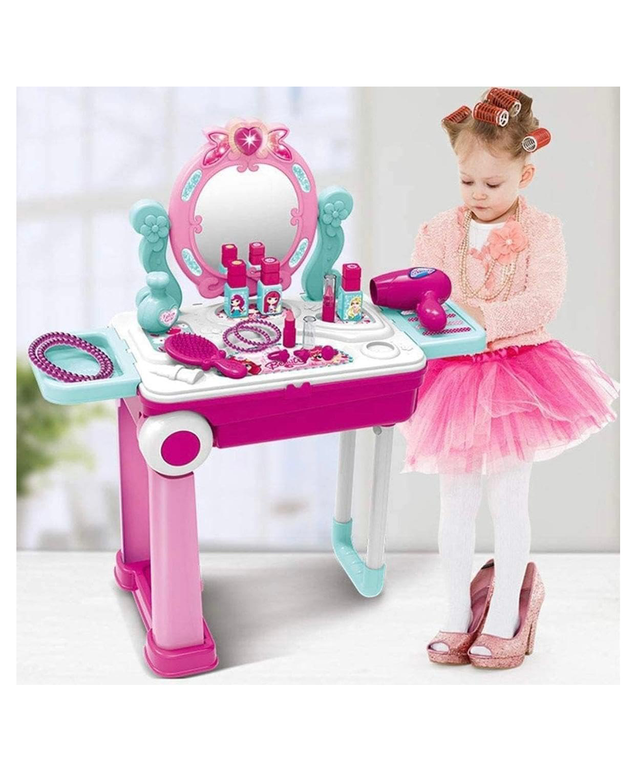 NIYAMAT 2 in 1 Beauty Vanity Makeup Toy for Girls Makeup Kit Car Set - Multicolour-picture-18