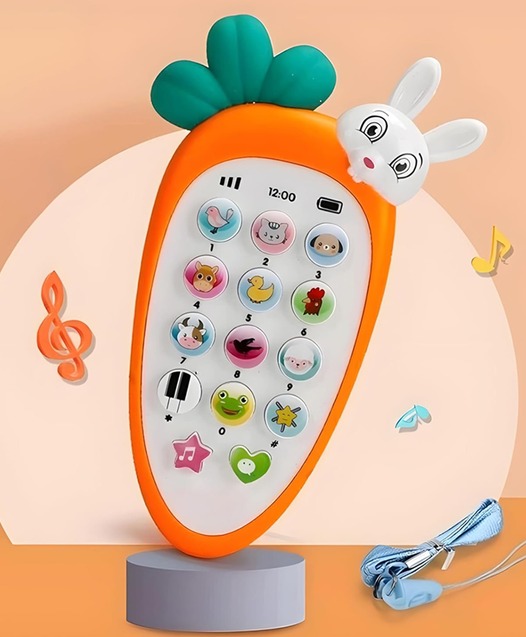 NIYAMAT Rabbit Shape Smart Phone for Kids Cordless Feature Mobile Phone Toys for Kids Musical Toys with Light Phone Small Phone Toy for Girls Boys Playing - Multicolor-picture-12