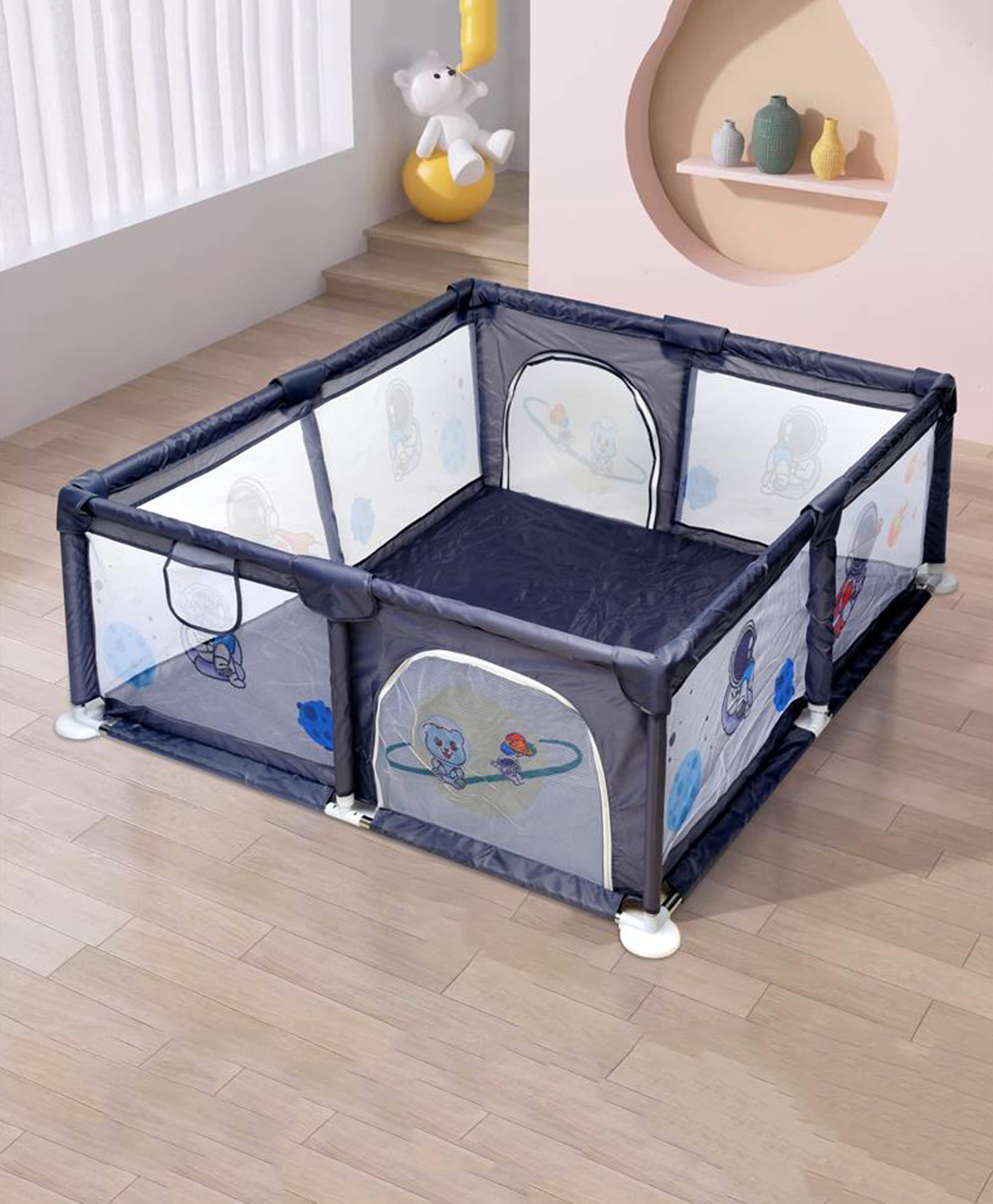 Space Printed Playpen - Charcoal Grey-image-19