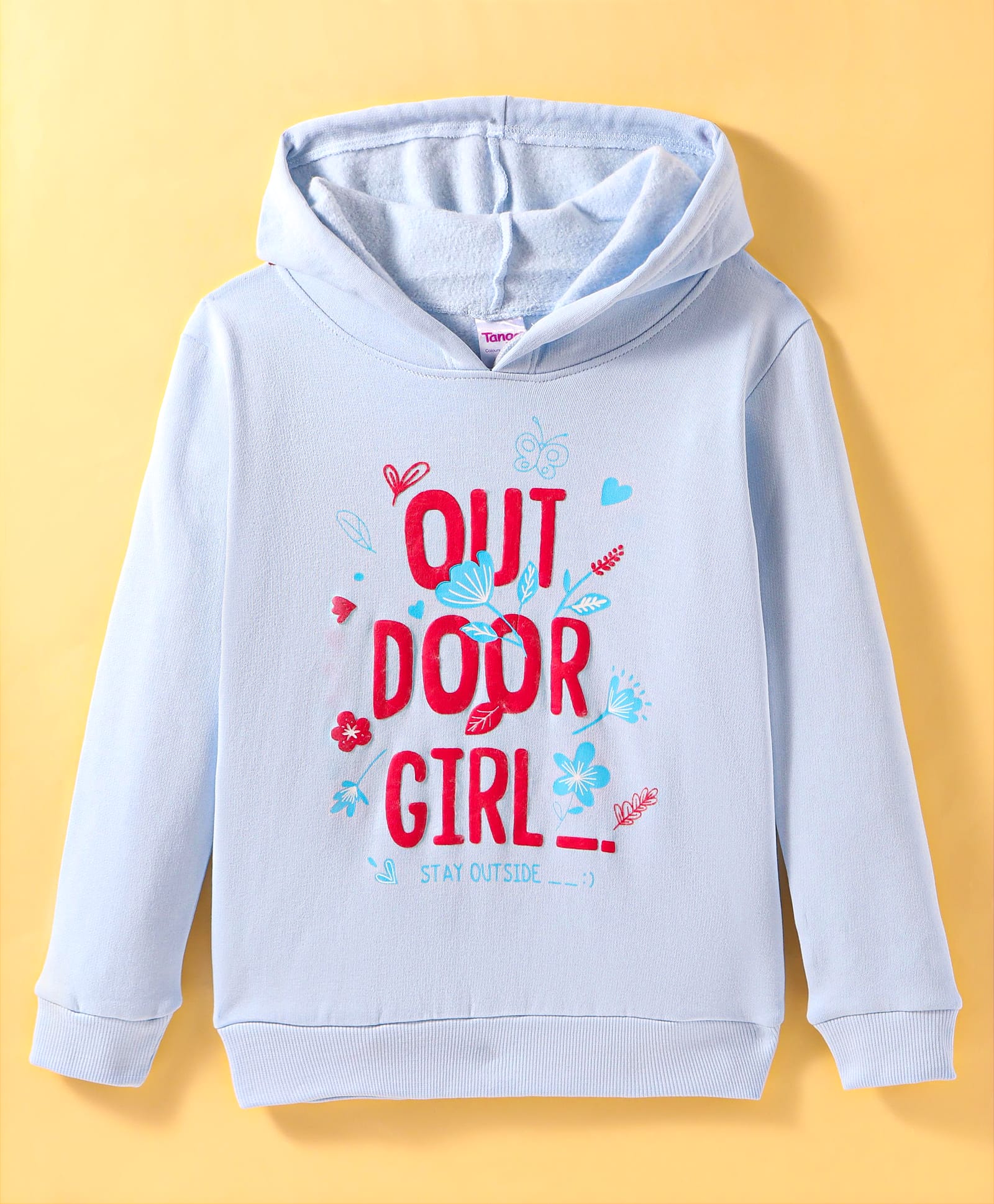 Tango Fleece Knit Full Sleeves Hooded Sweatshirt With Text Print - Light Blue-picture-18