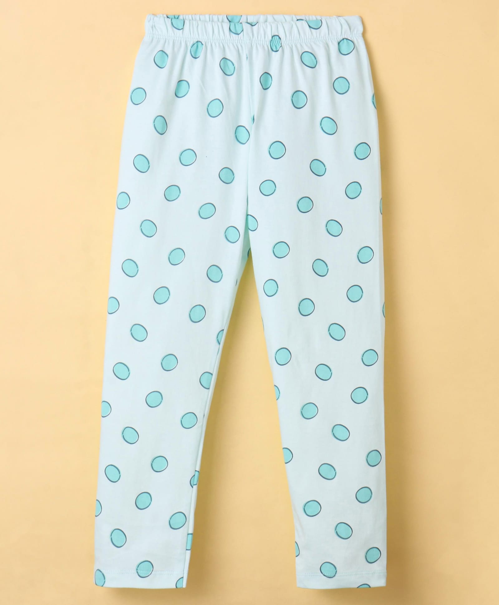 Tango Single Jersey Knit Full Length Polka Dot Printed Lounge Pant - Light Green-image-35