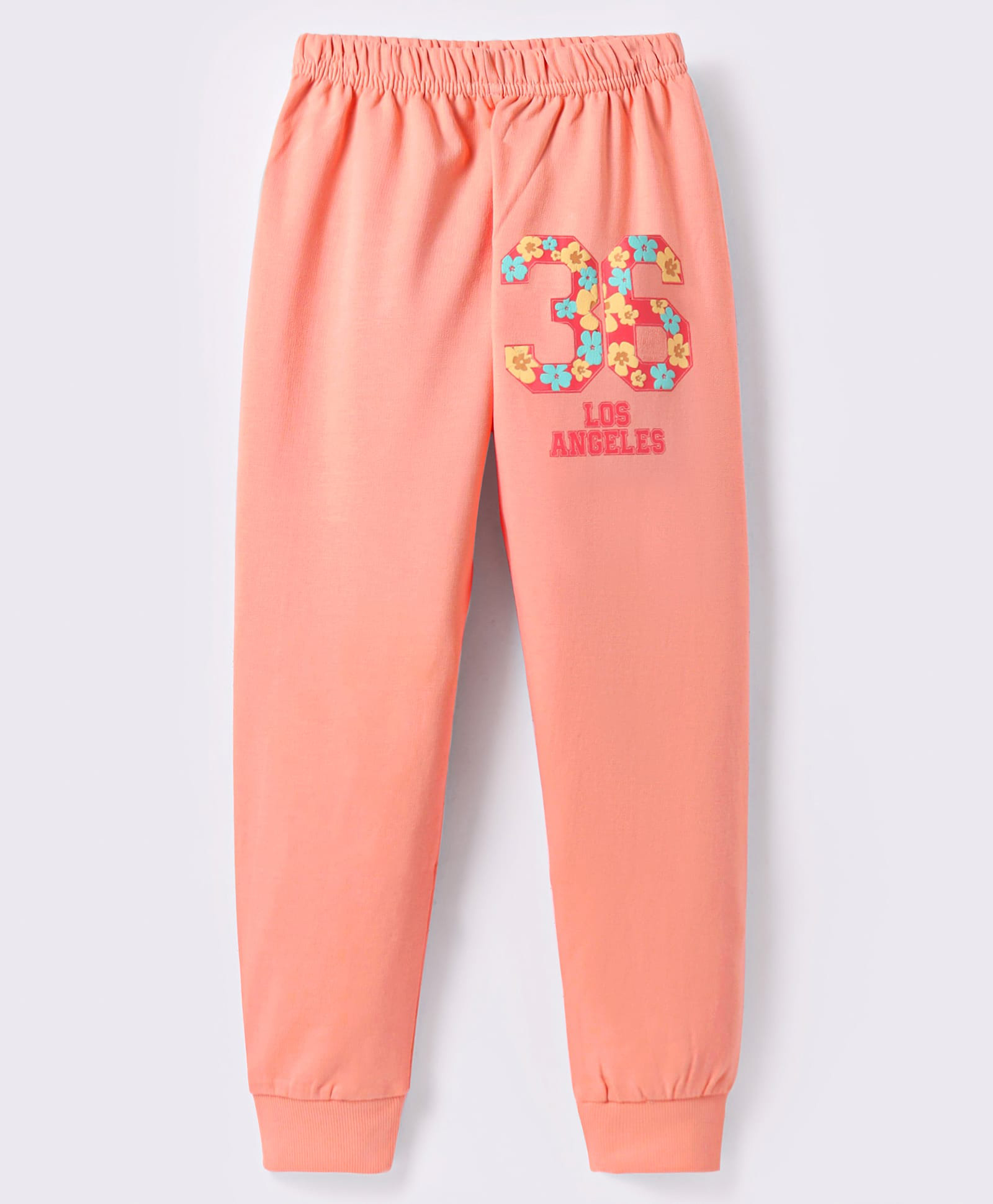 Tango Looper Knit Full Length Lounge Pants with Floral Print - Light Peach-image-46