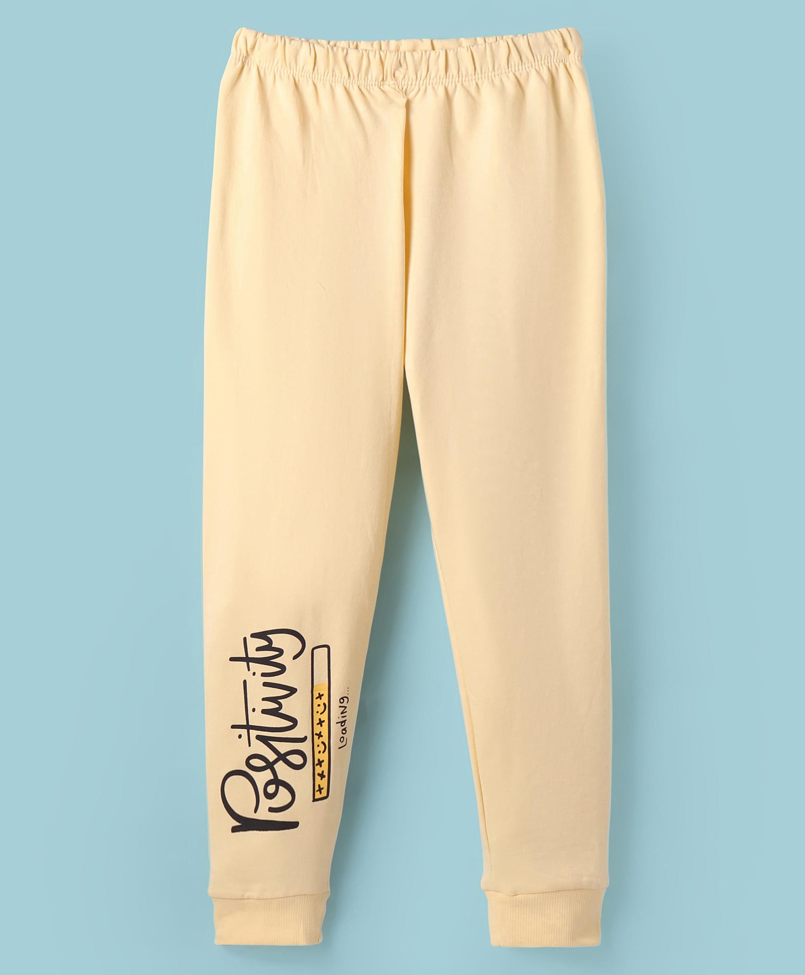 Tango Single Jersey Knit Full Length Lounge Pant with Text Print - Light Yellow-picture-21