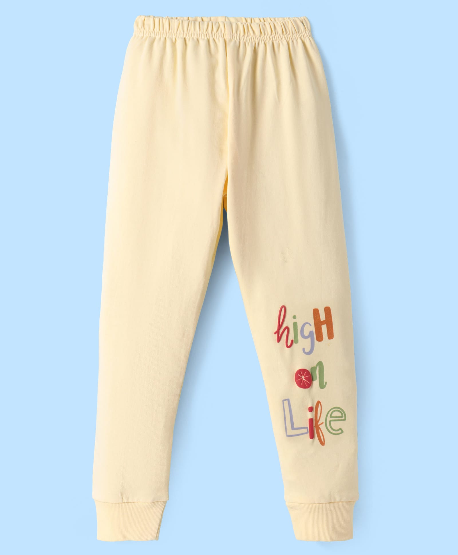 Tango Looper Knit Full Length Lounge Pant With Text Print - Yellow-picture-12